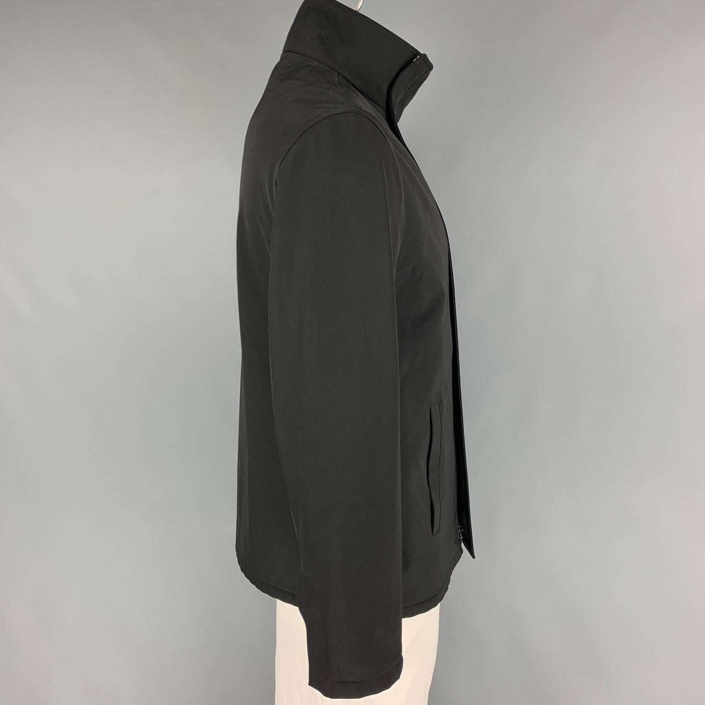 PRADA Size M Black Polyester Blend Zip Up Jacket