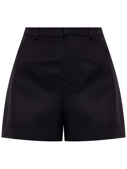 Saint Laurent Women's Wool High Waist Shorts Black
