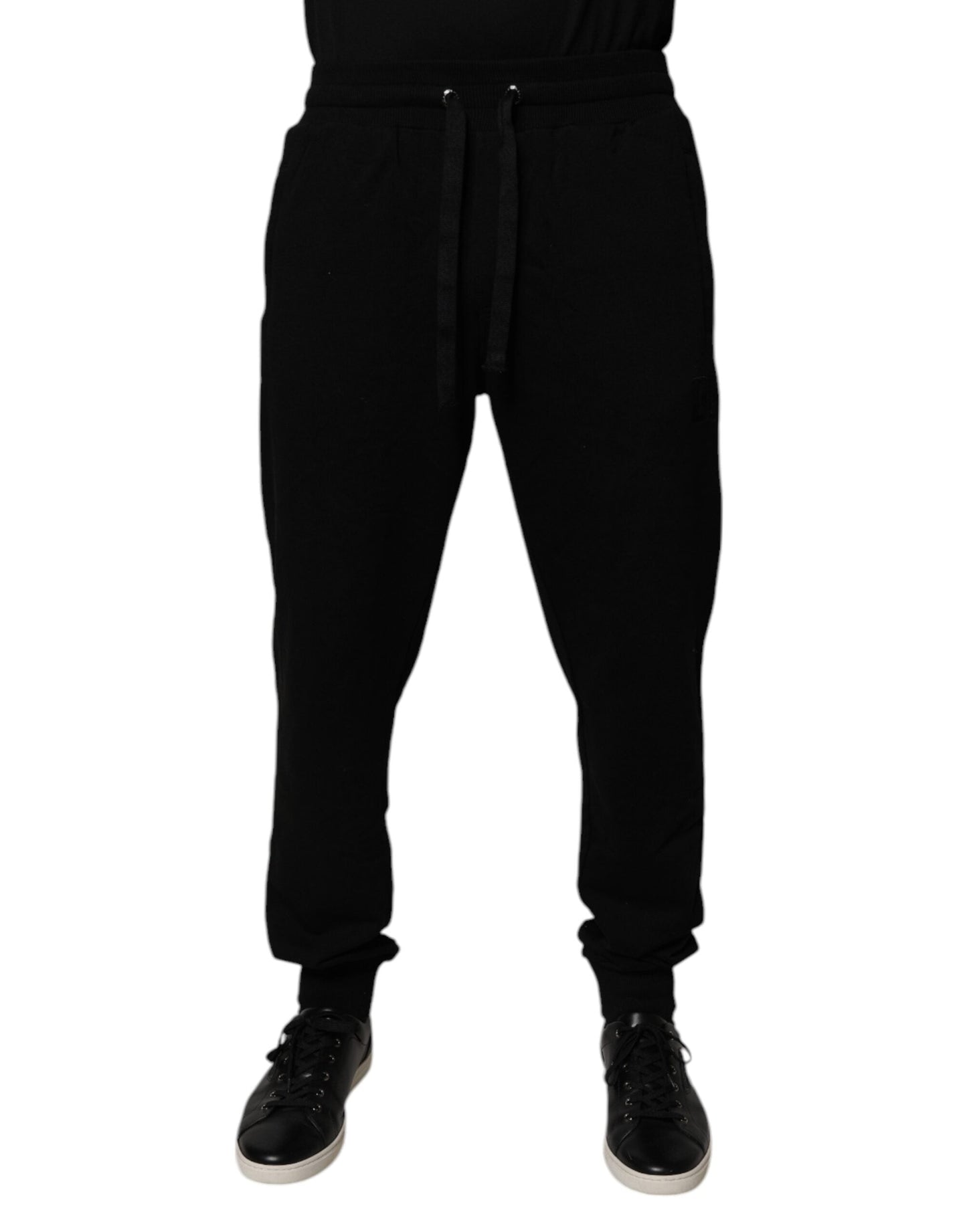 Dolce & Gabbana Black Cotton Mid Waist Jogger SweatMen's Men's Pants