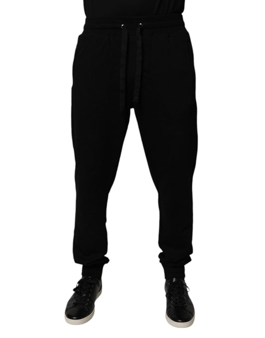 Dolce & Gabbana Black Cotton Mid Waist Jogger SweatMen's Men's Pants