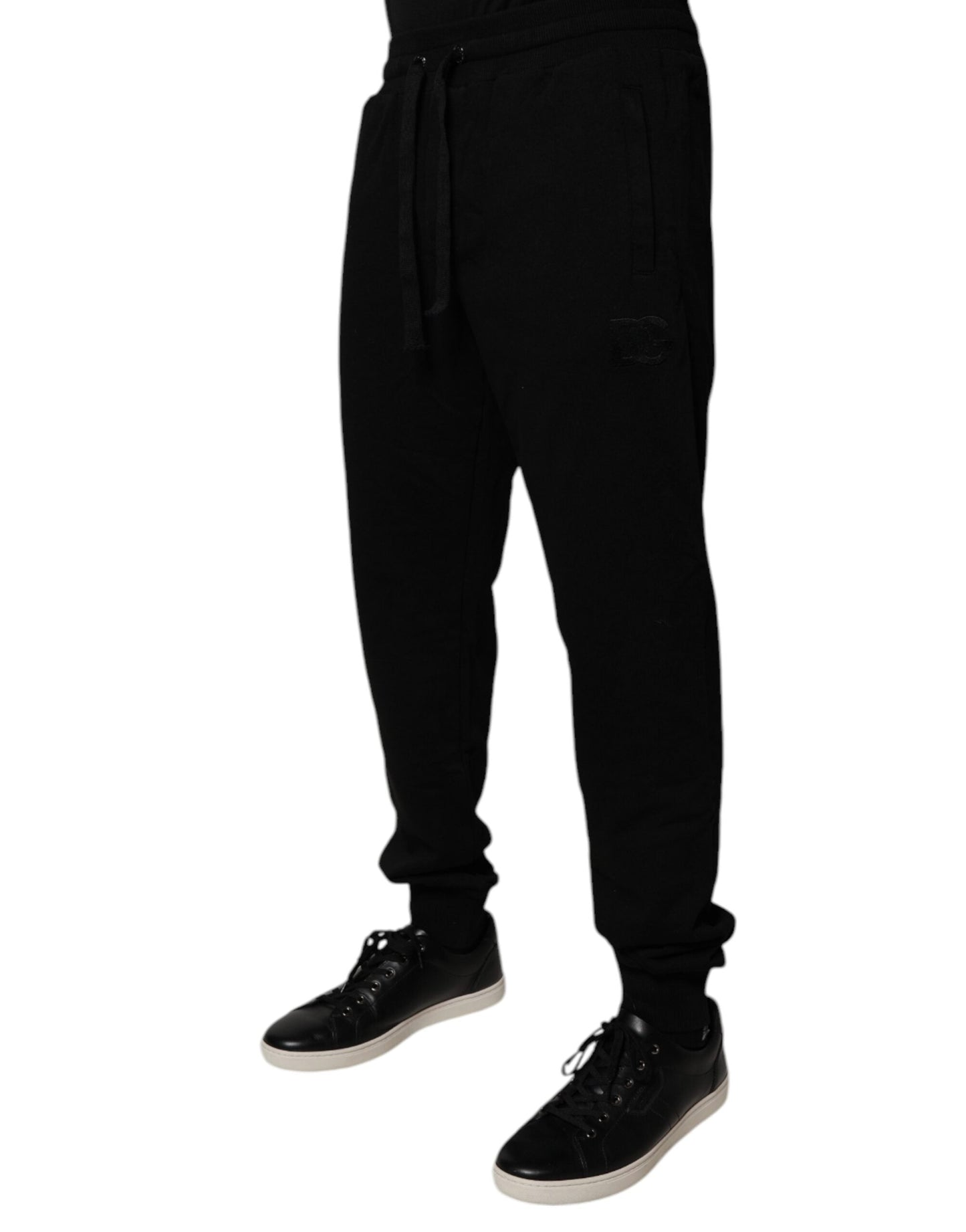 Dolce & Gabbana Black Cotton Mid Waist Jogger SweatMen's Men's Pants