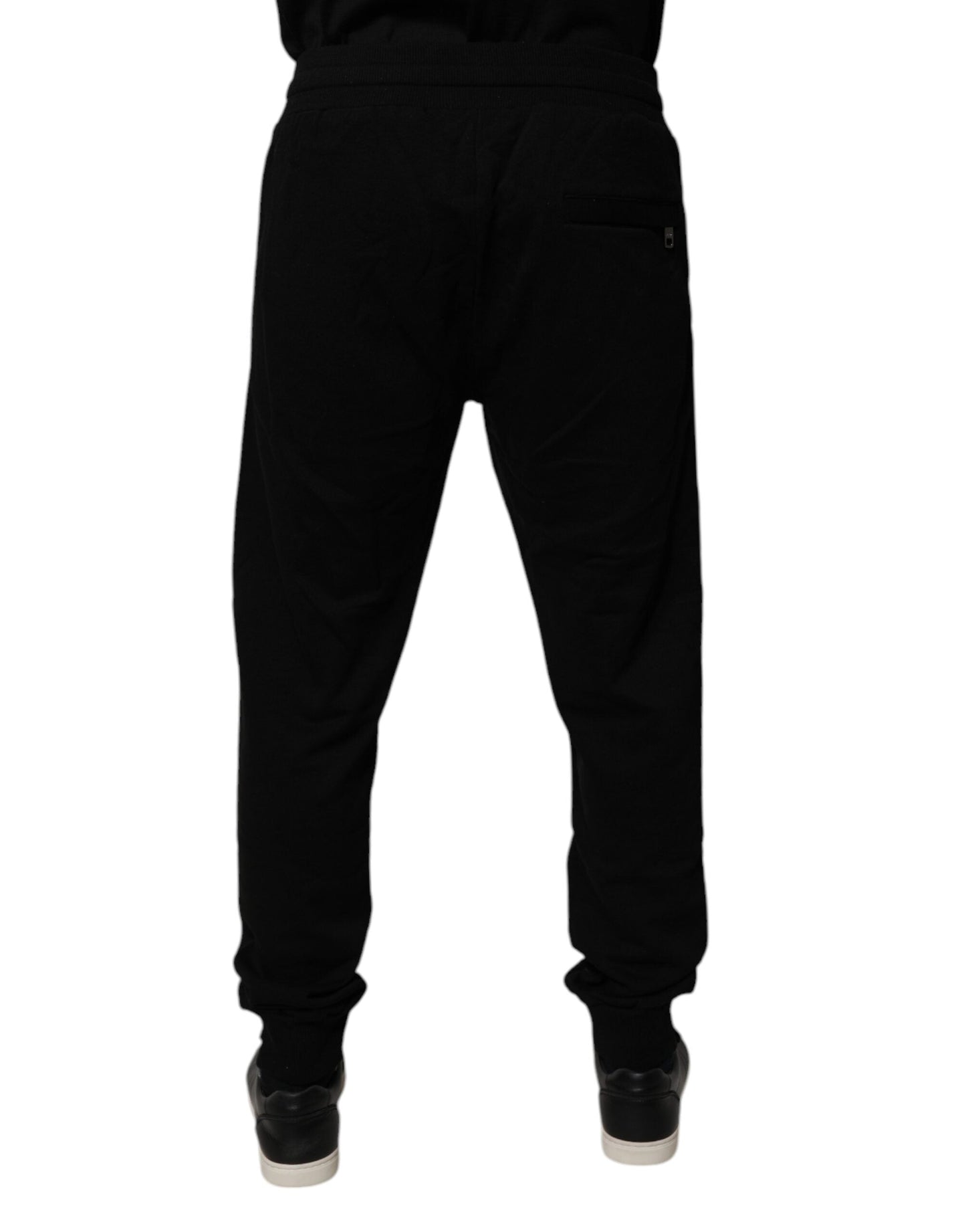 Dolce & Gabbana Black Cotton Mid Waist Jogger SweatMen's Men's Pants
