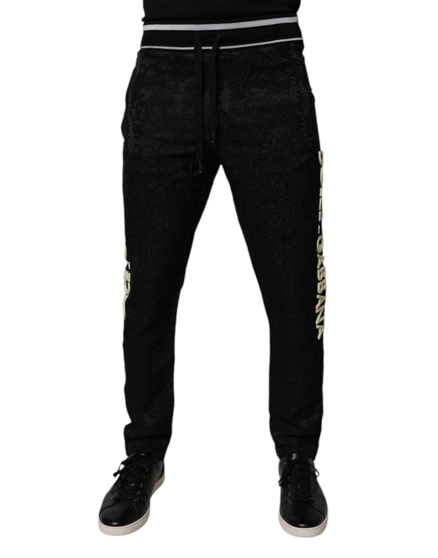 Dolce & Gabbana Black Mid Waist Jogger Men SweatMen's Men's Pants