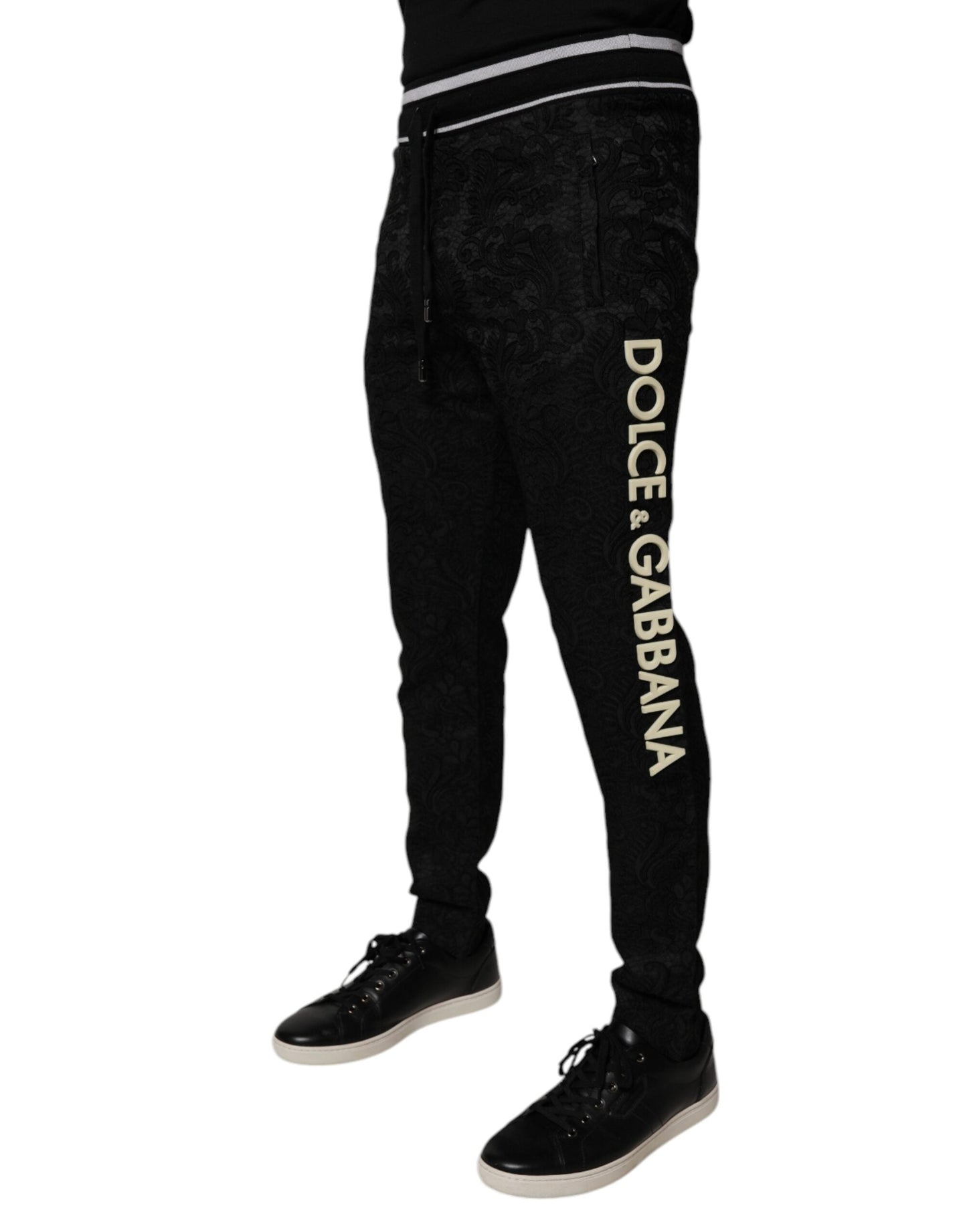 Dolce & Gabbana Black Mid Waist Jogger Men SweatMen's Men's Pants