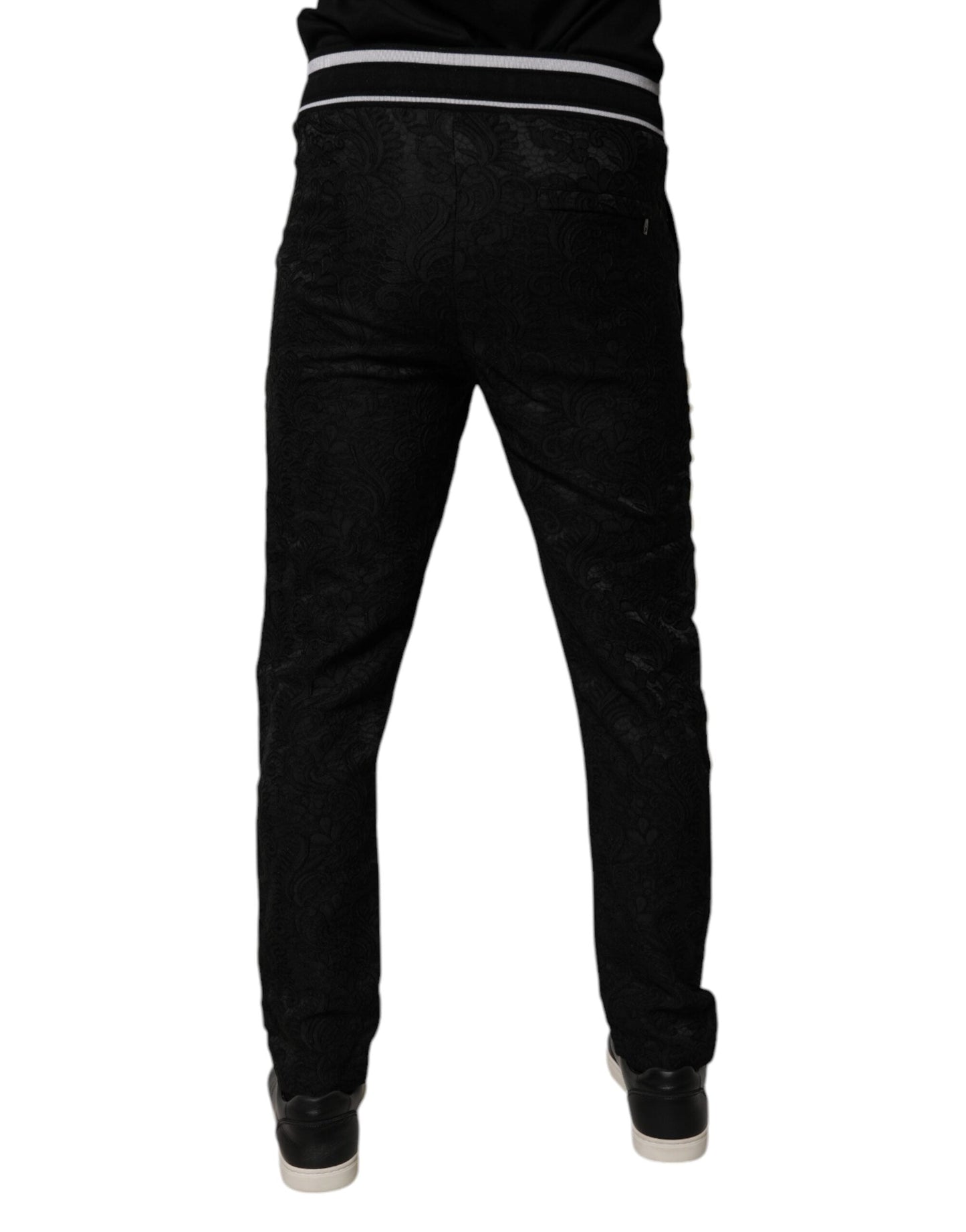 Dolce & Gabbana Black Mid Waist Jogger Men SweatMen's Men's Pants