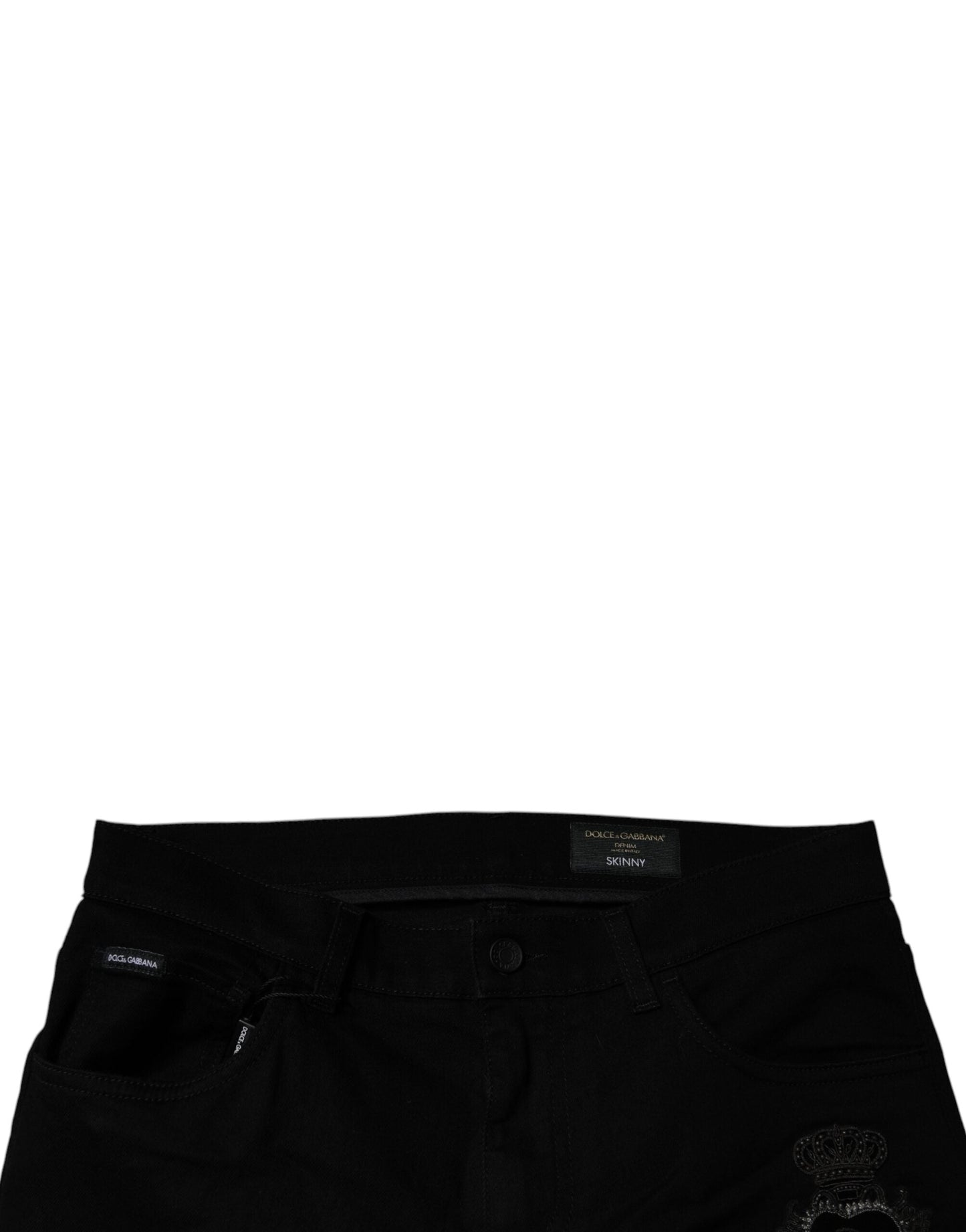 Dolce & Gabbana Black Sacred Heart Cotton Skinny Denim Men's Jeans