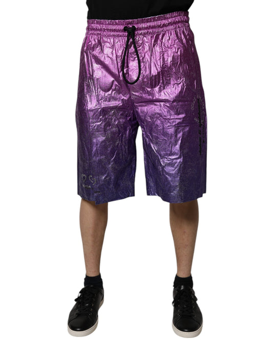 Dolce & Gabbana Metallic Pink Purple Two Tone Bermuda Men's Shorts