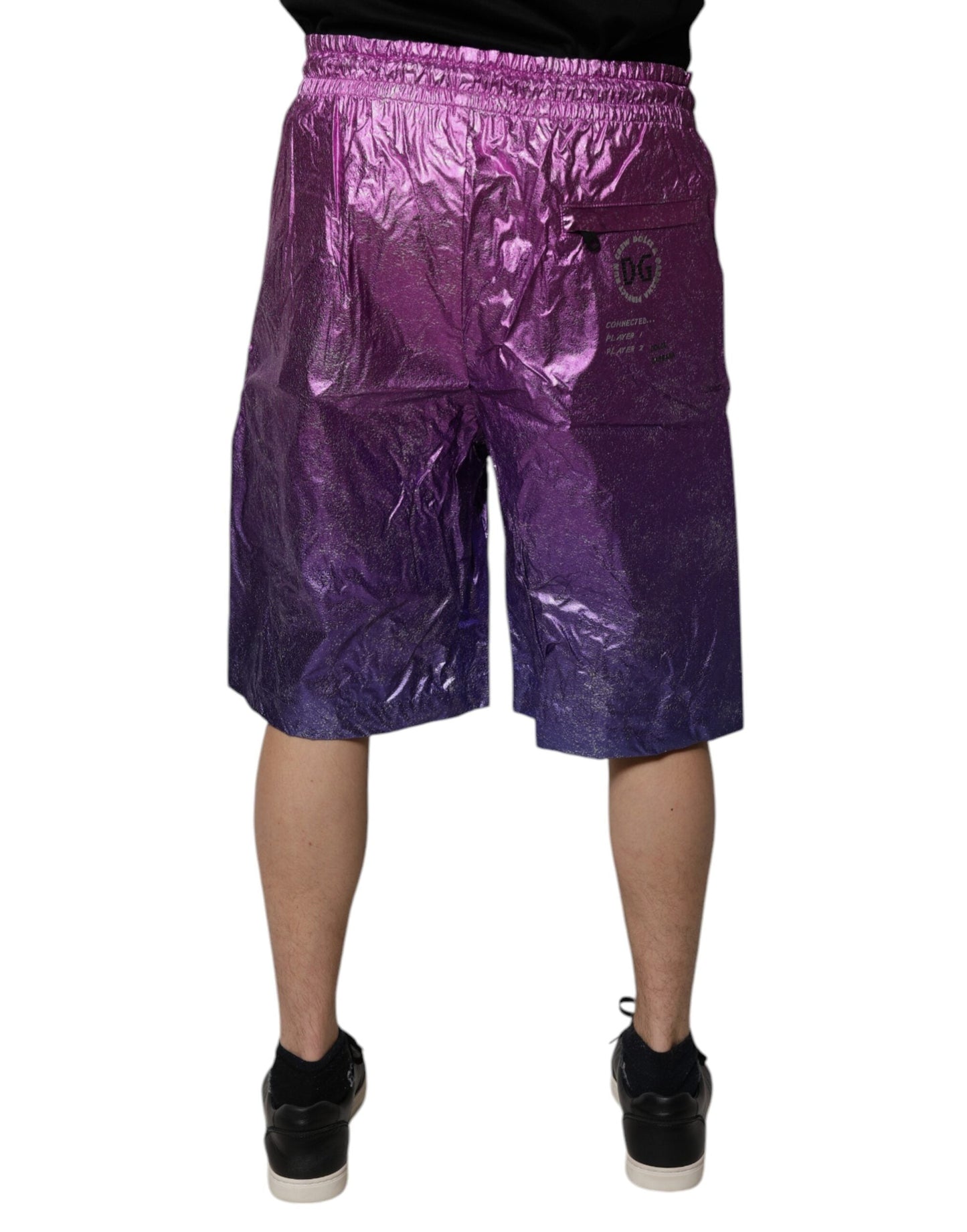 Dolce & Gabbana Metallic Pink Purple Two Tone Bermuda Men's Shorts