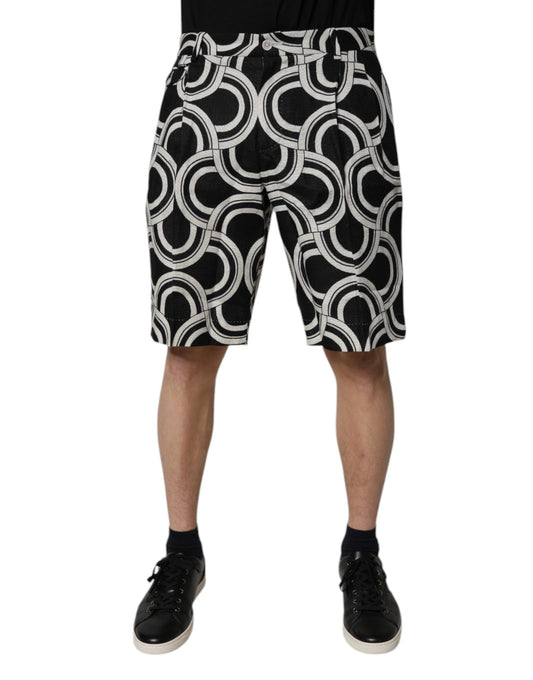 Dolce & Gabbana Black White Linen Bermuda Men's Shorts ()