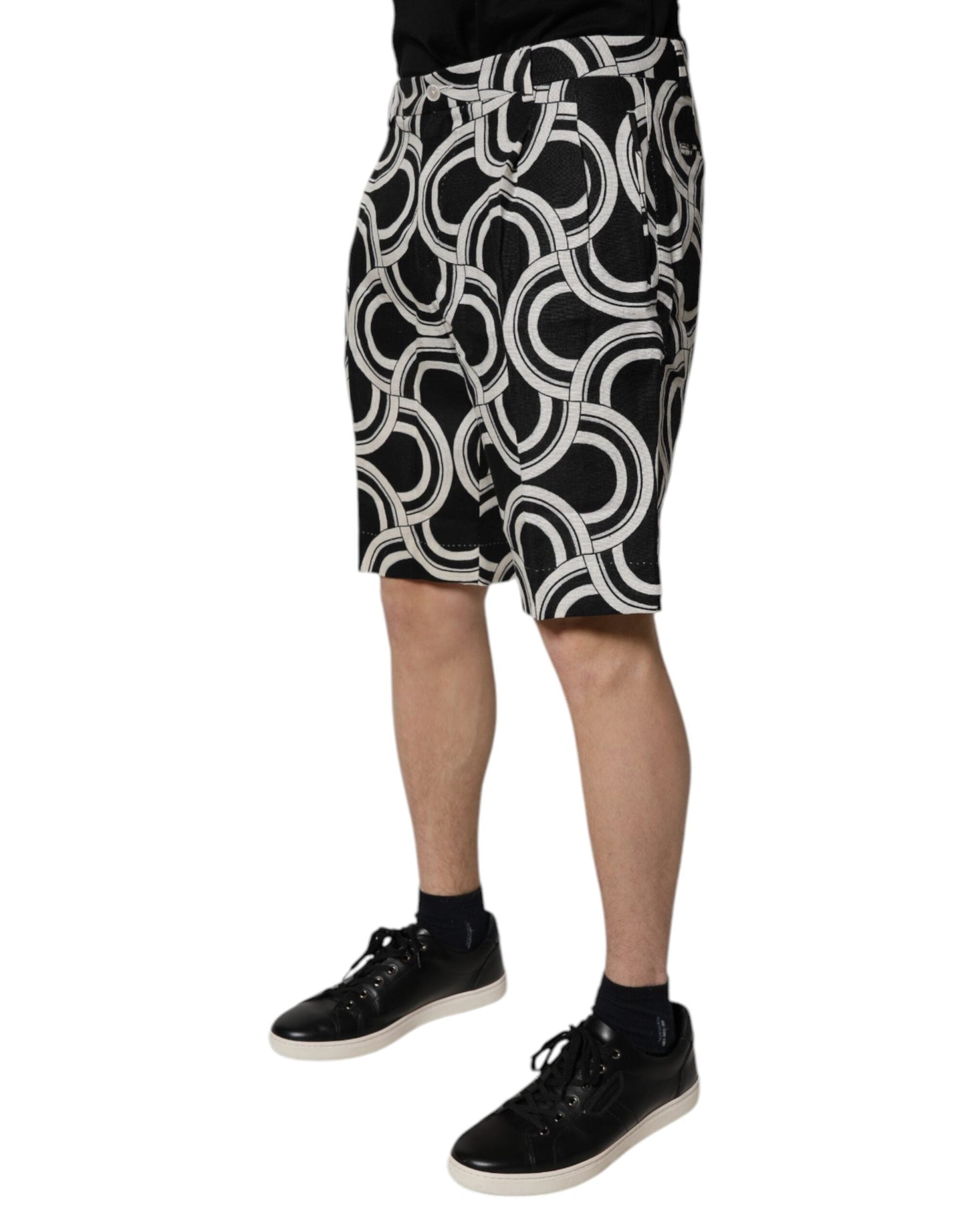 Dolce & Gabbana Black White Linen Bermuda Men's Shorts ()