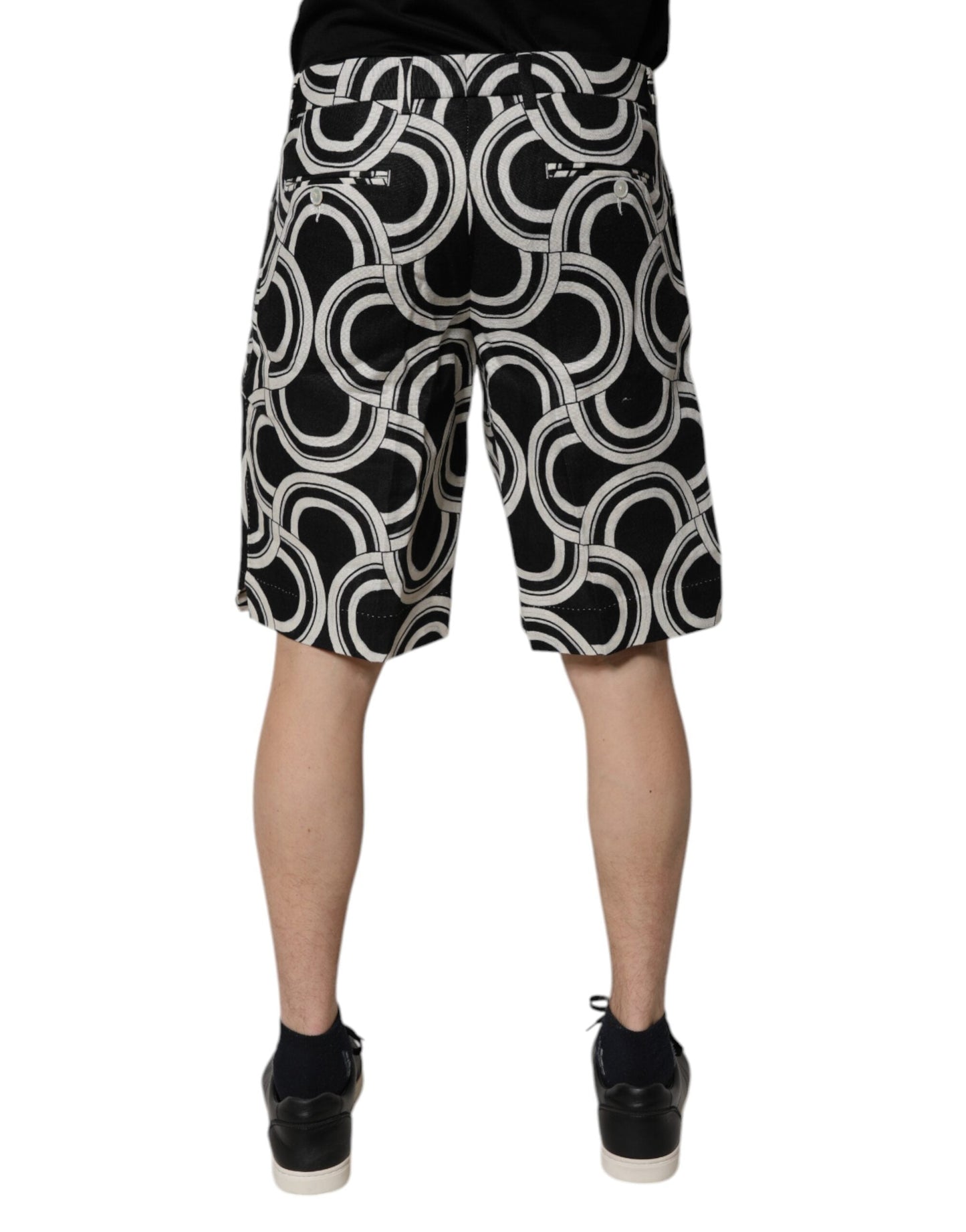 Dolce & Gabbana Black White Linen Bermuda Men's Shorts ()