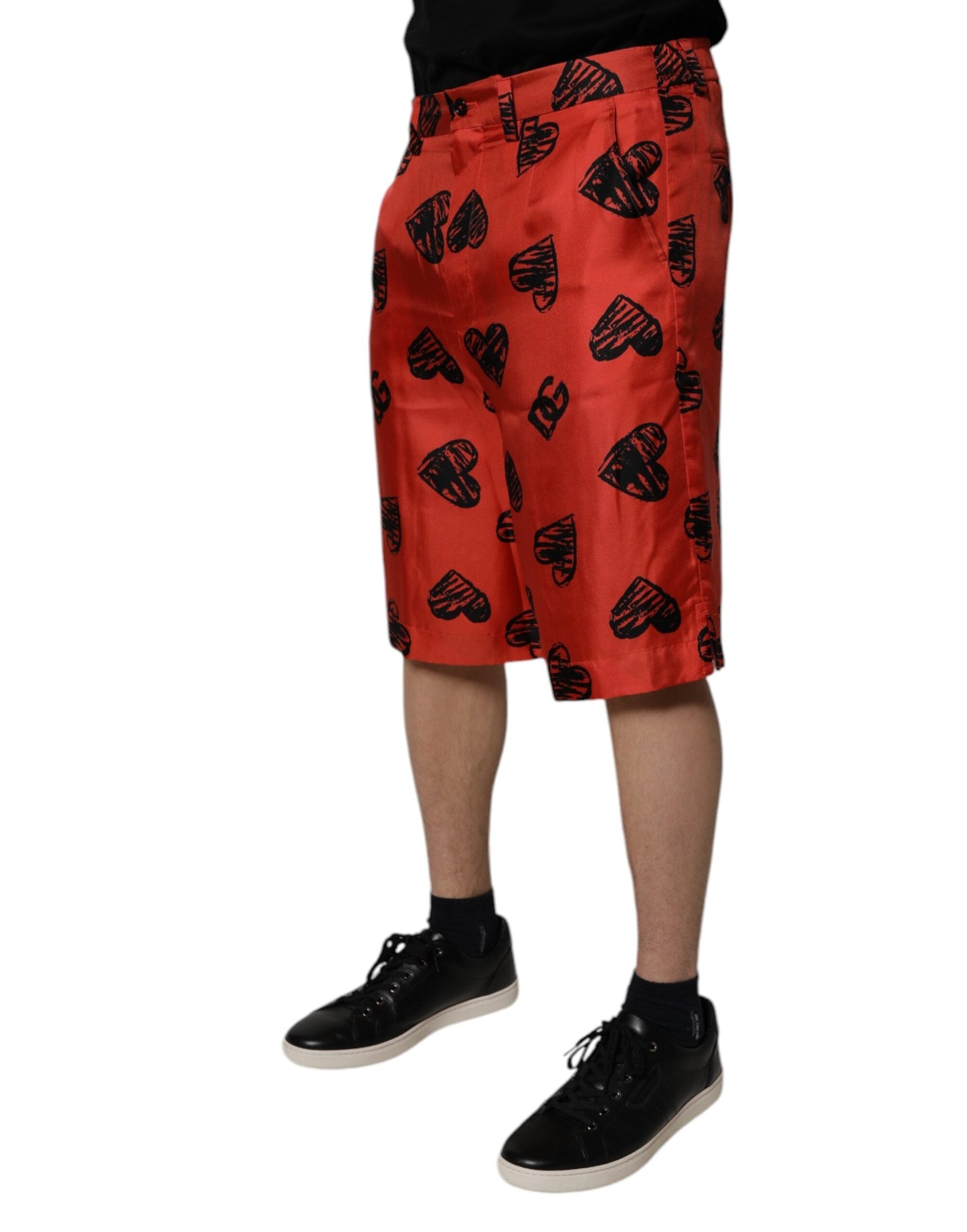 Dolce & Gabbana Orange Silk Heart Print Bermuda Men's Shorts ()
