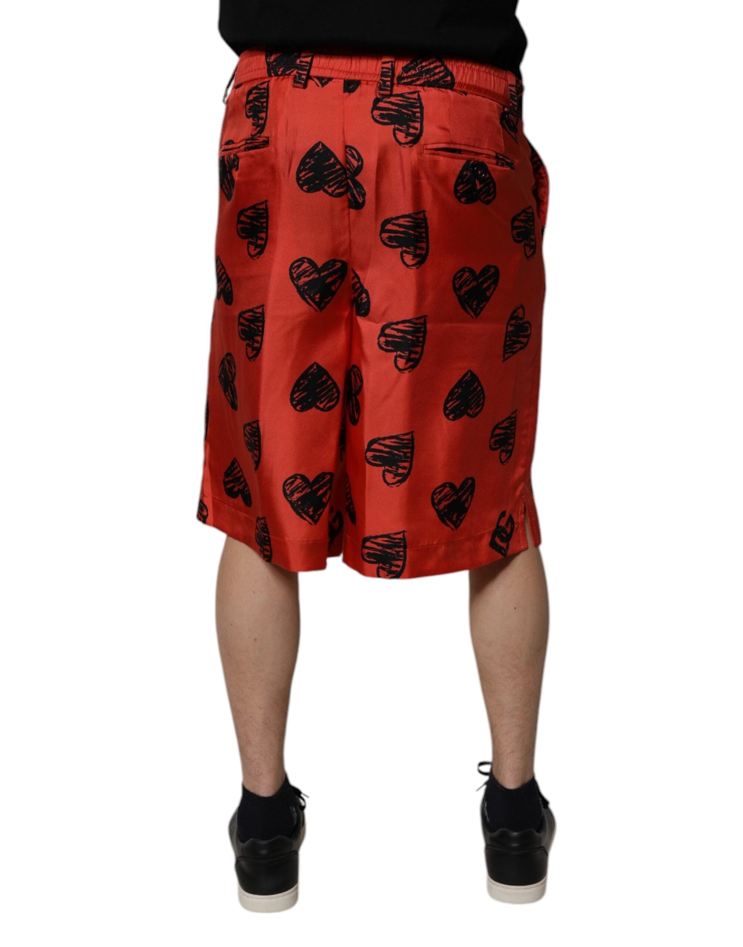Dolce & Gabbana Orange Silk Heart Print Bermuda Men's Shorts ()