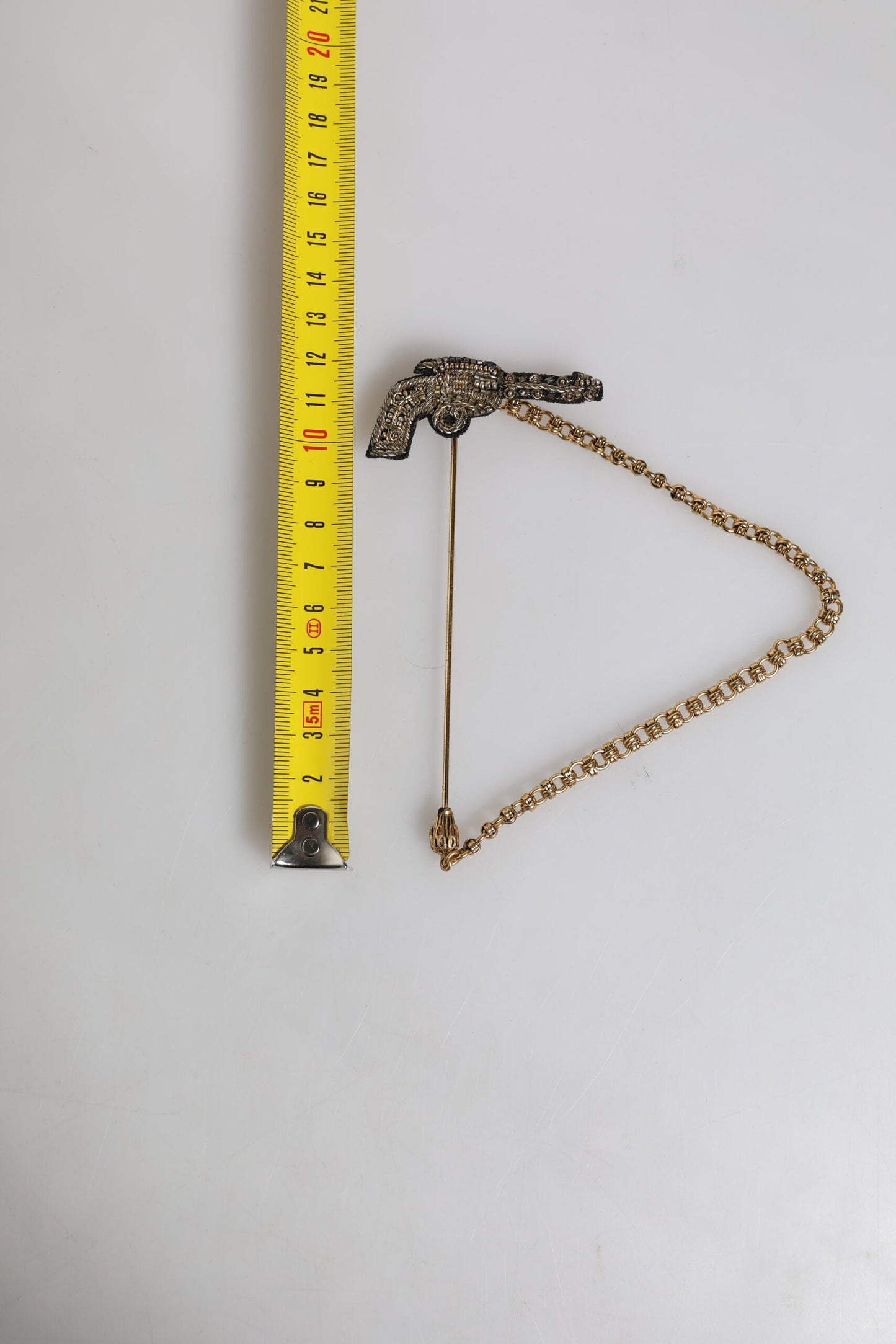 Dolce & Gabbana Black Gold Brass Copper Revolver Brooch Lapel Men's Pin