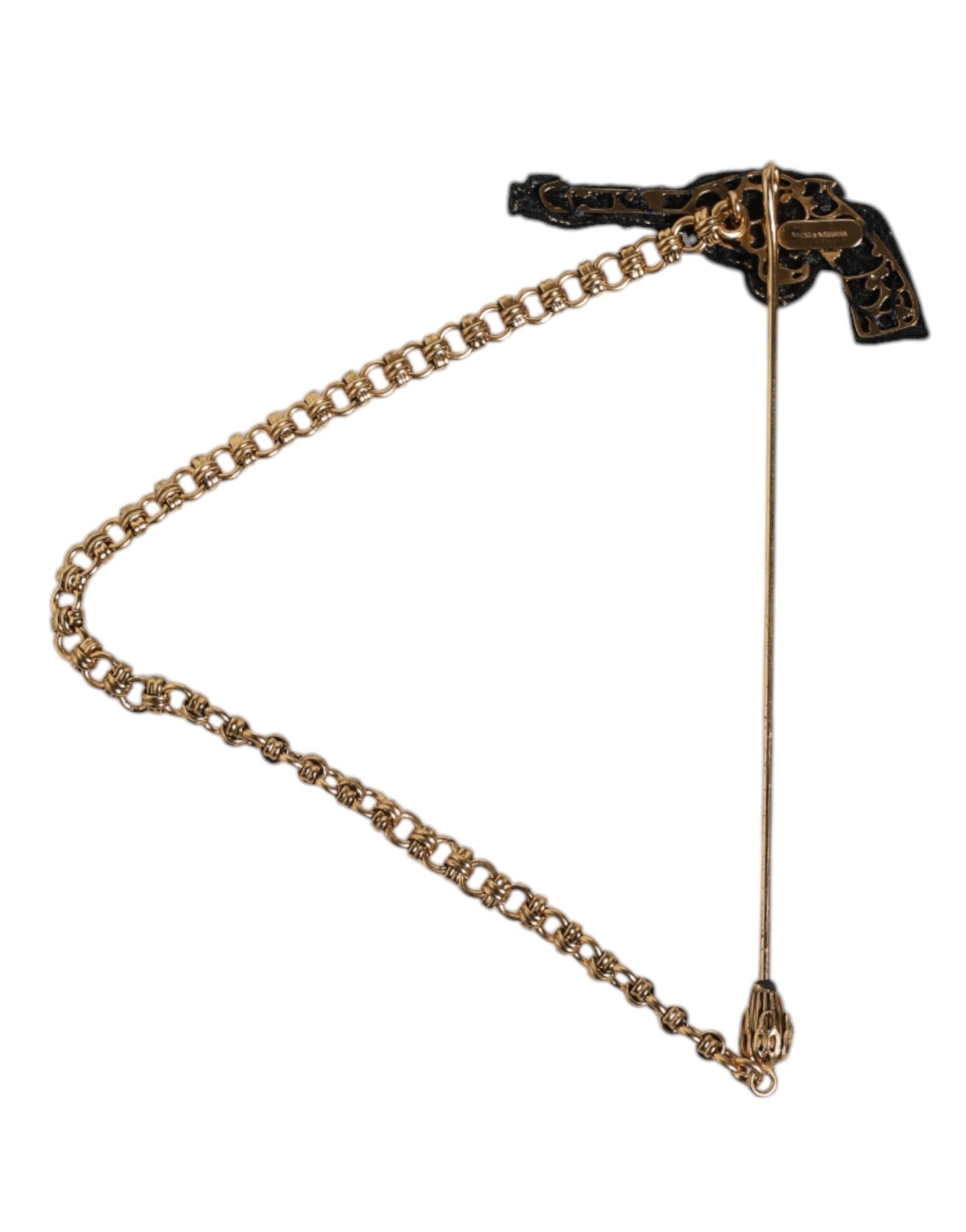 Dolce & Gabbana Black Gold Brass Copper Revolver Brooch Lapel Men's Pin