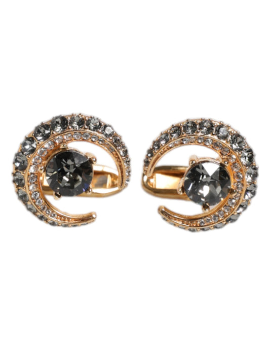 Dolce & Gabbana Brass Gold Black Crystal Luna Men's Cufflink