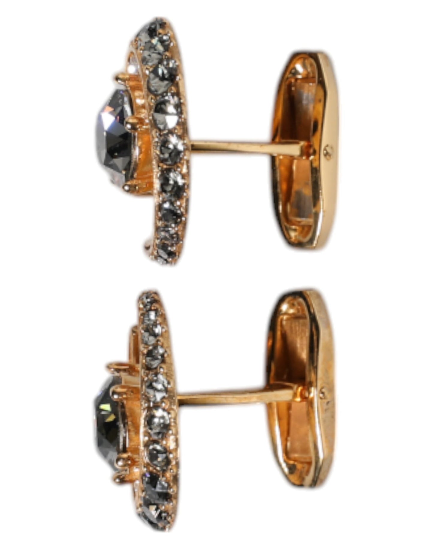 Dolce & Gabbana Brass Gold Black Crystal Luna Men's Cufflink