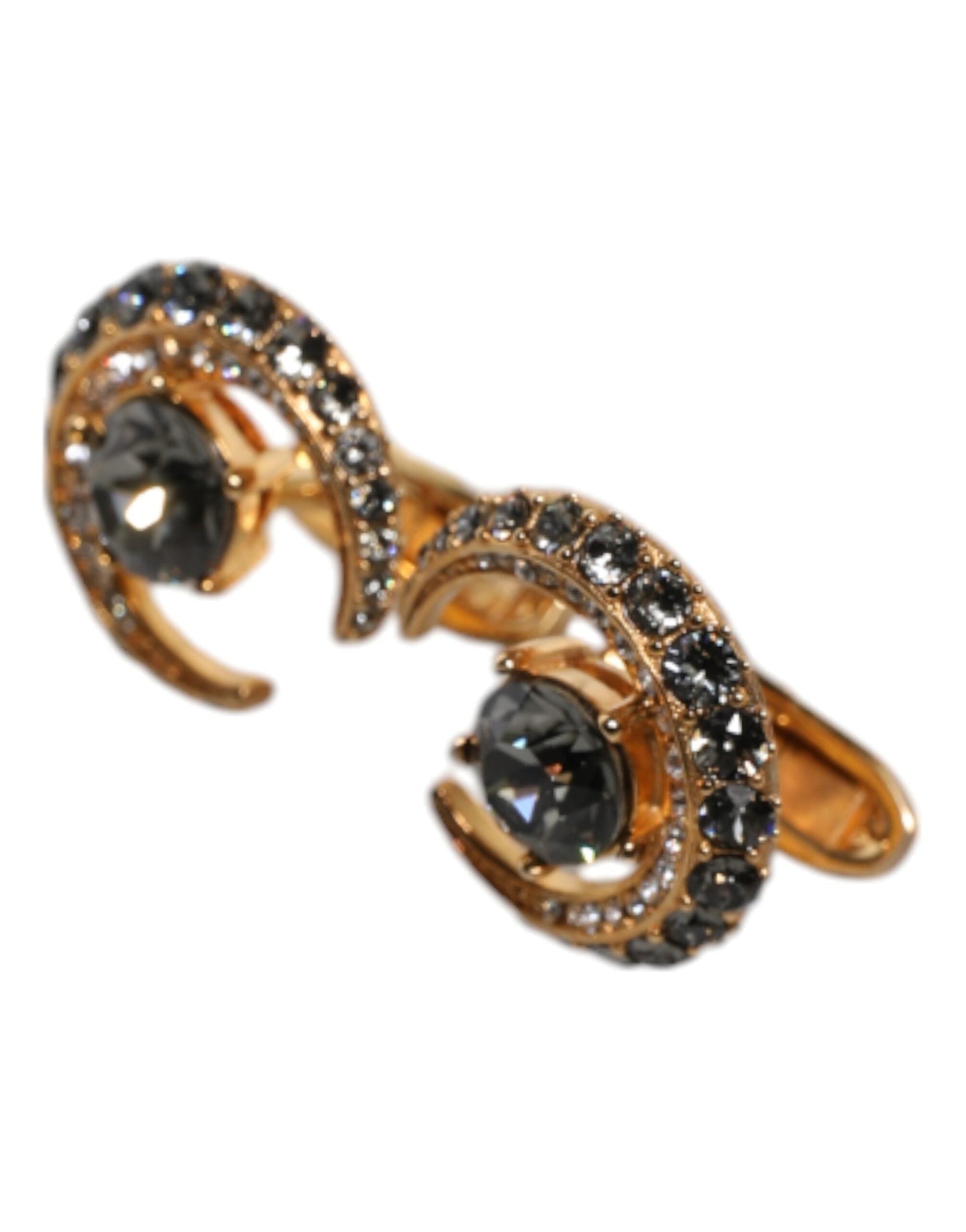 Dolce & Gabbana Brass Gold Black Crystal Luna Men's Cufflink