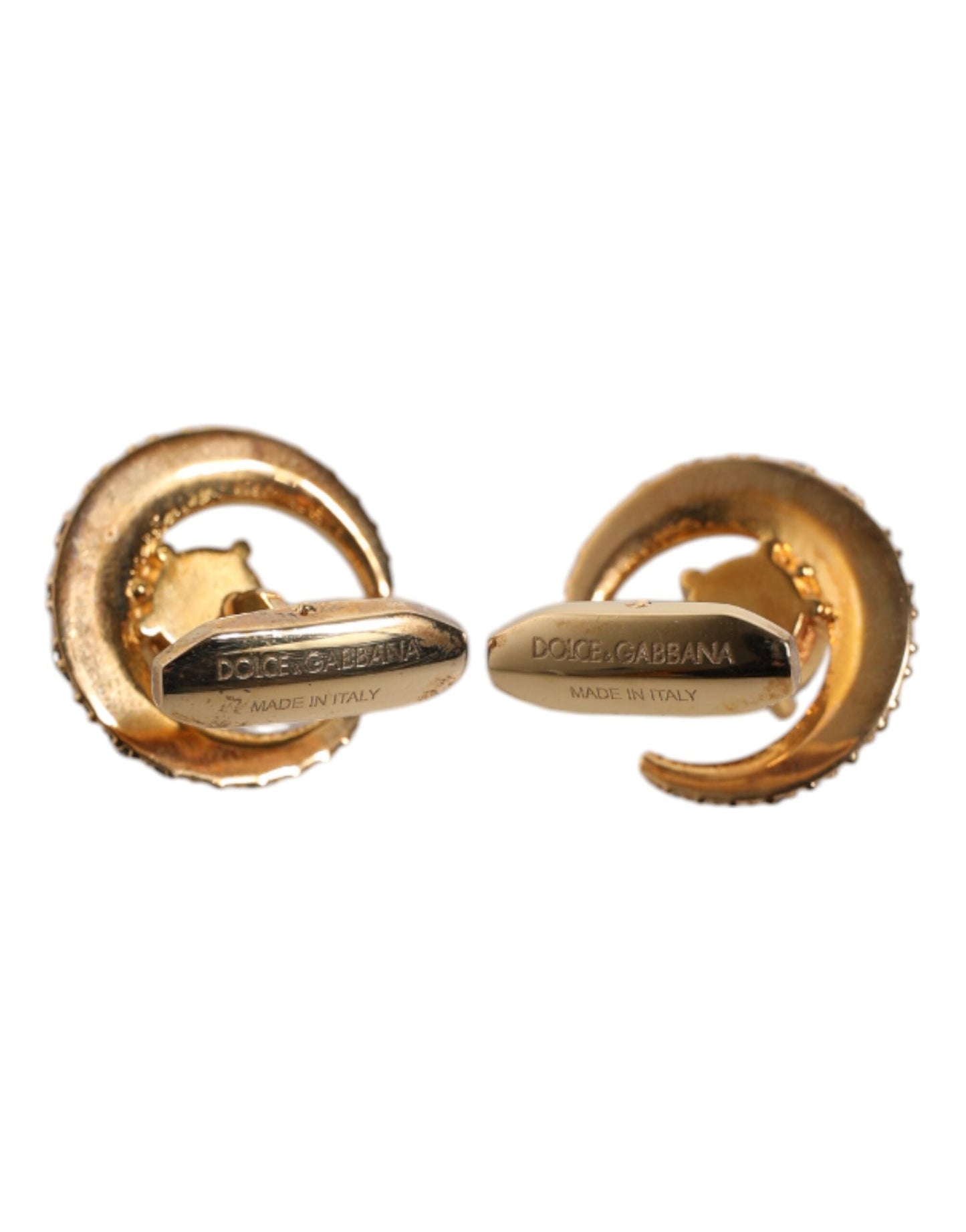 Dolce & Gabbana Brass Gold Black Crystal Luna Men's Cufflink