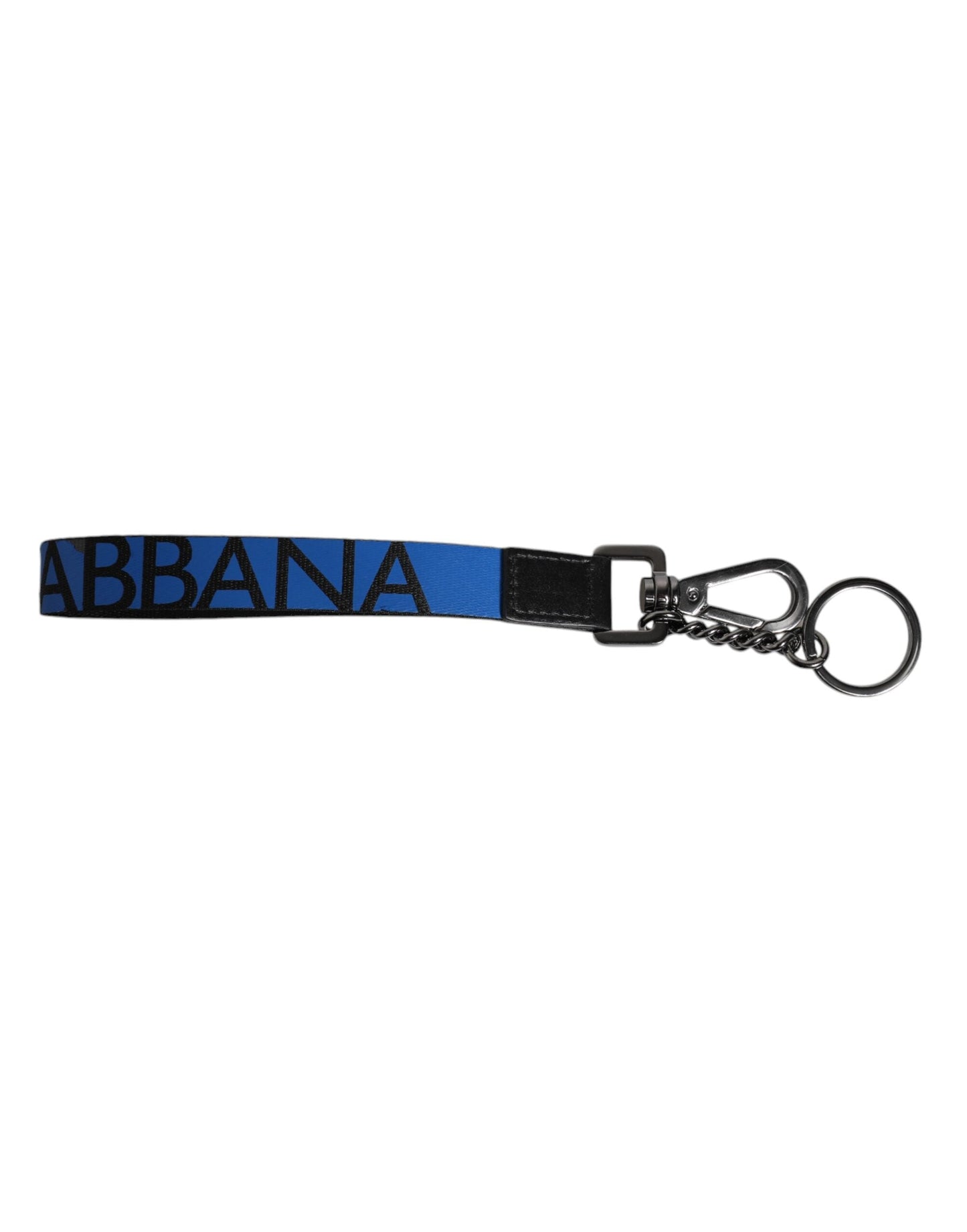 Dolce & Gabbana Blue Logo Nylon Silver Brass Men Holder Keychain Men's Keyring ()