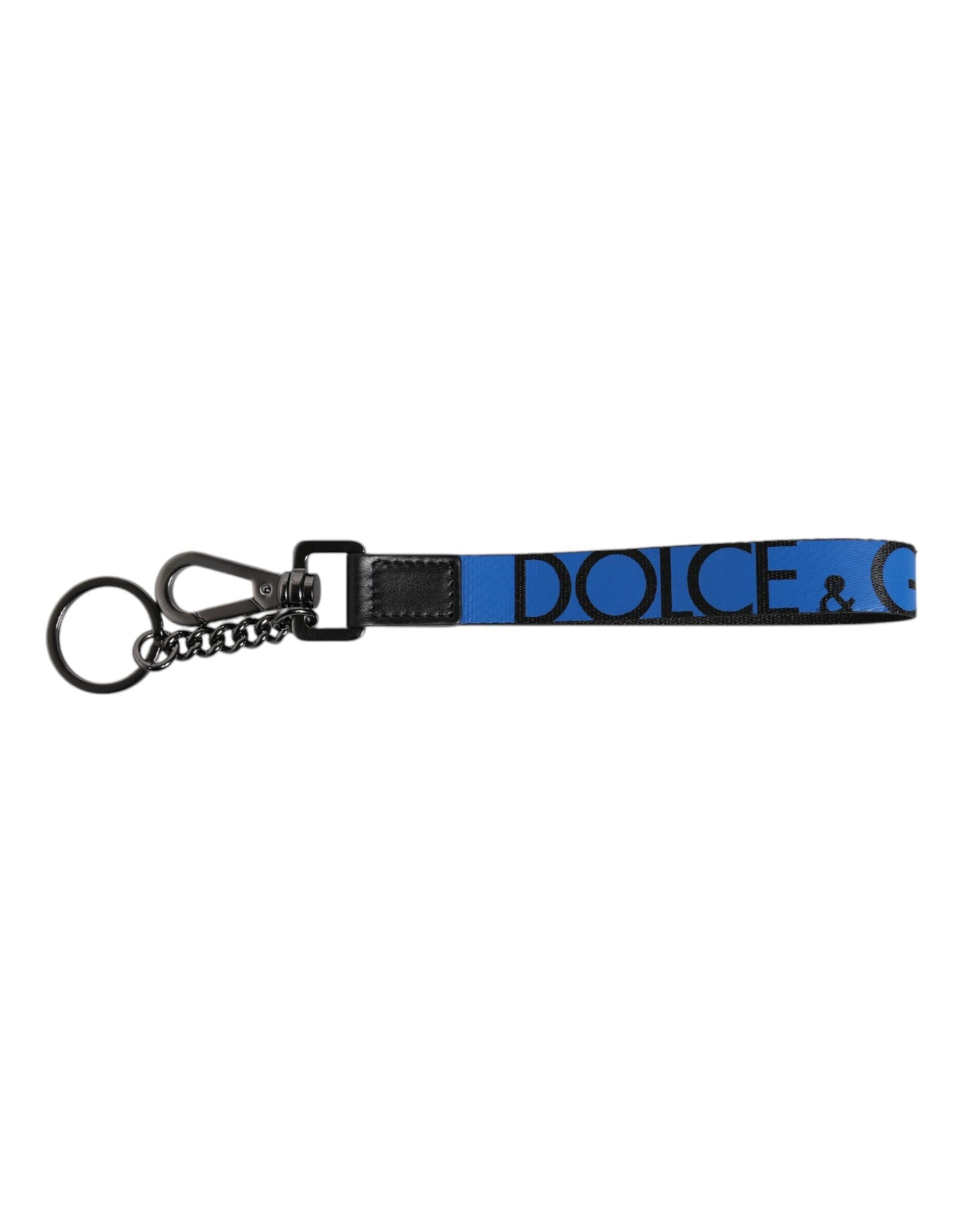 Dolce & Gabbana Blue Logo Nylon Silver Brass Men Holder Keychain Men's Keyring ()