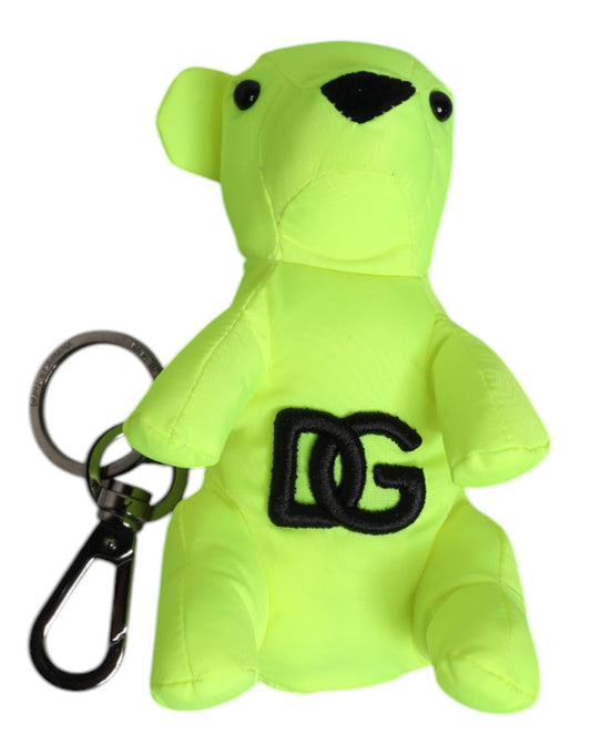 Dolce & Gabbana Green Bear Embroidered Logo Keychain Clasp Men's Keyring