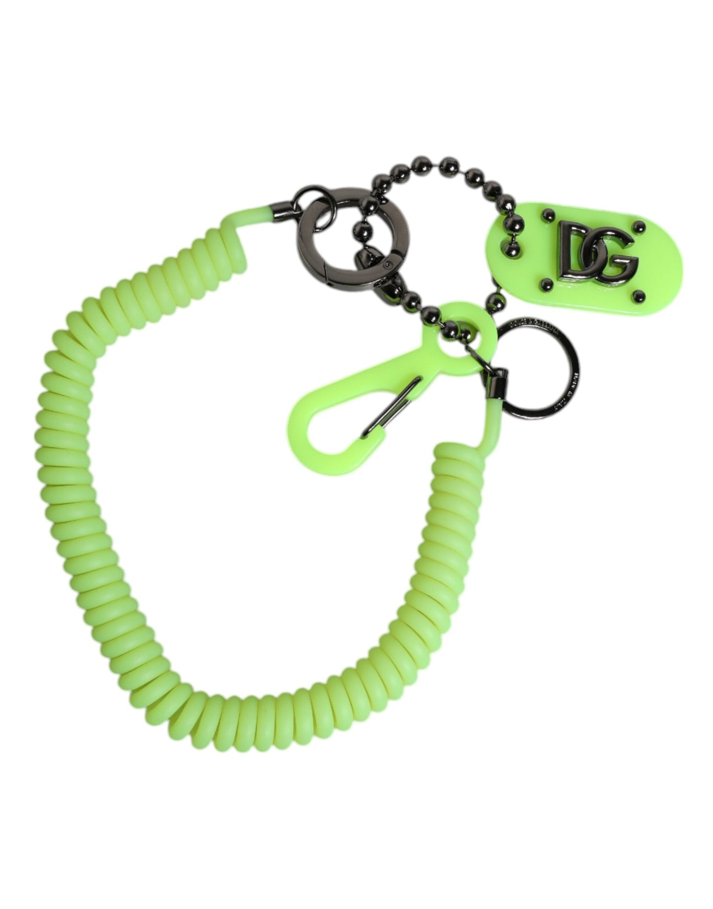 Dolce & Gabbana Green Springy Key Holder DG Logo Men's Keychain Men's Keyring