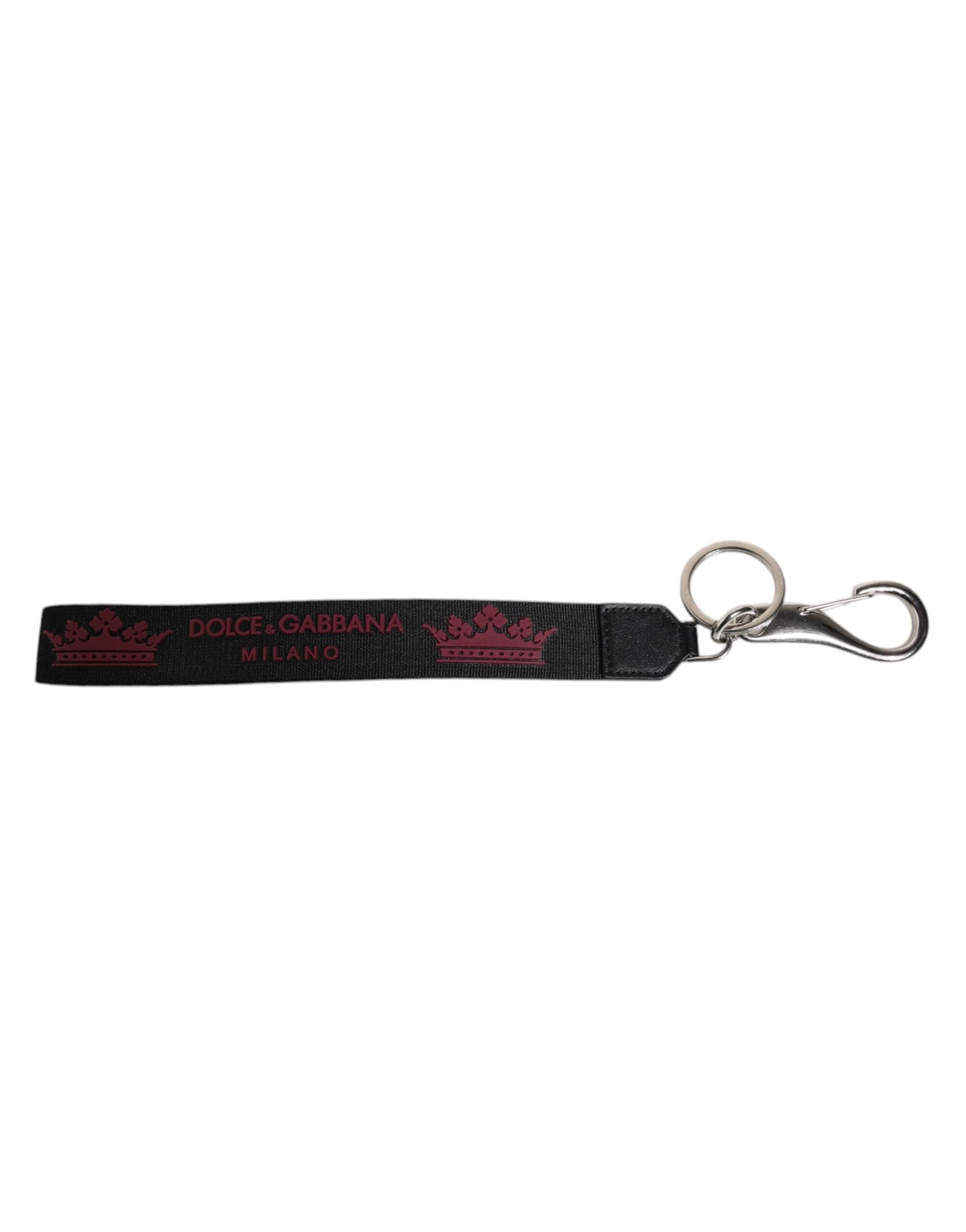 Dolce & Gabbana Black Nylon Logo DG Crown Men's Holder Keychain Men's Keyring