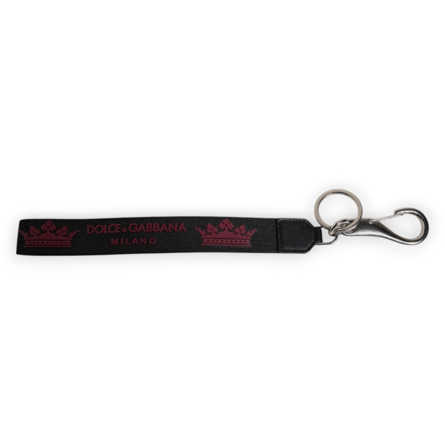 Dolce & Gabbana Black Nylon Logo DG Crown Men's Holder Keychain Men's Keyring