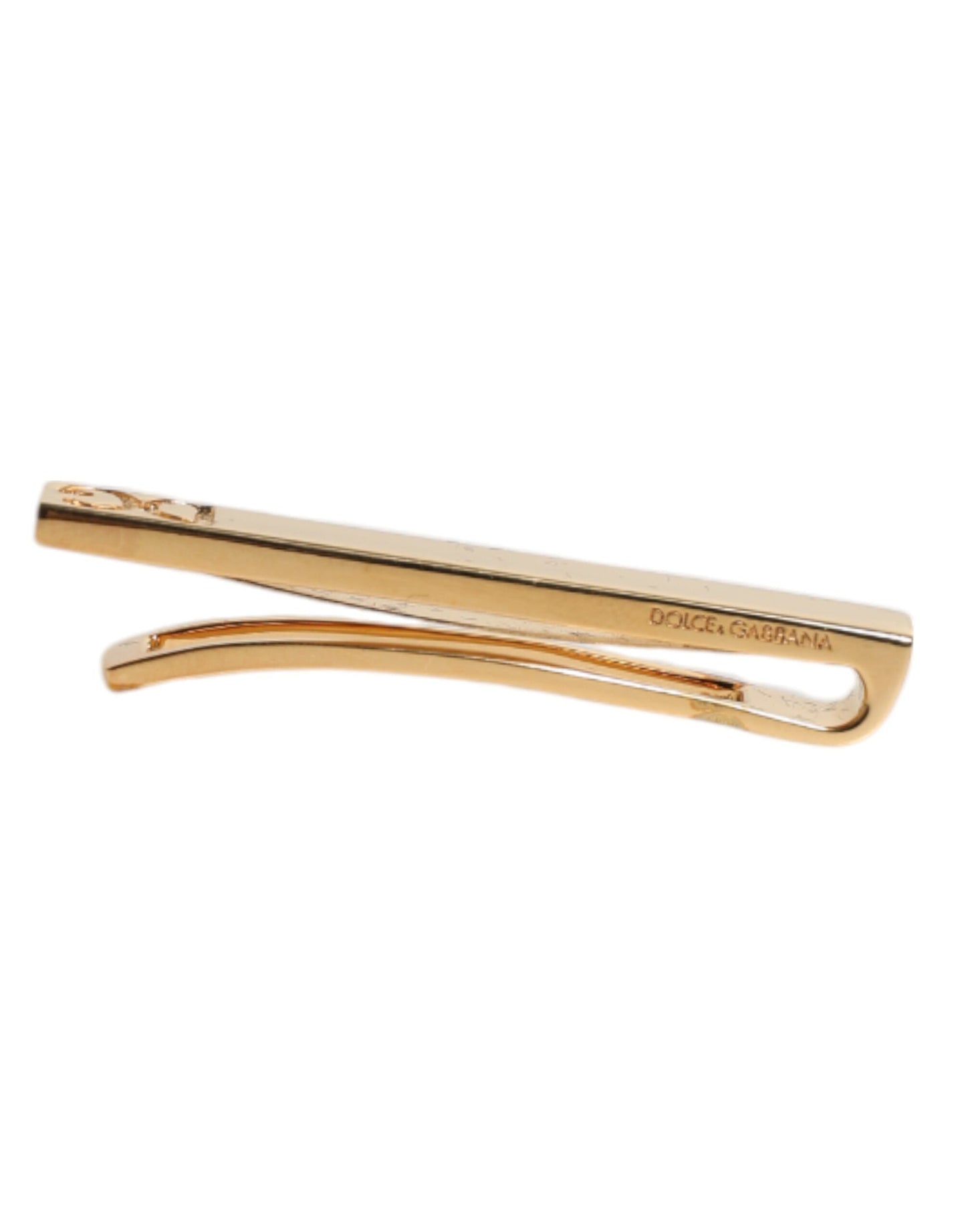 Dolce & Gabbana Gold Tone Brass Logo Branded Tie Clip Men's Bar