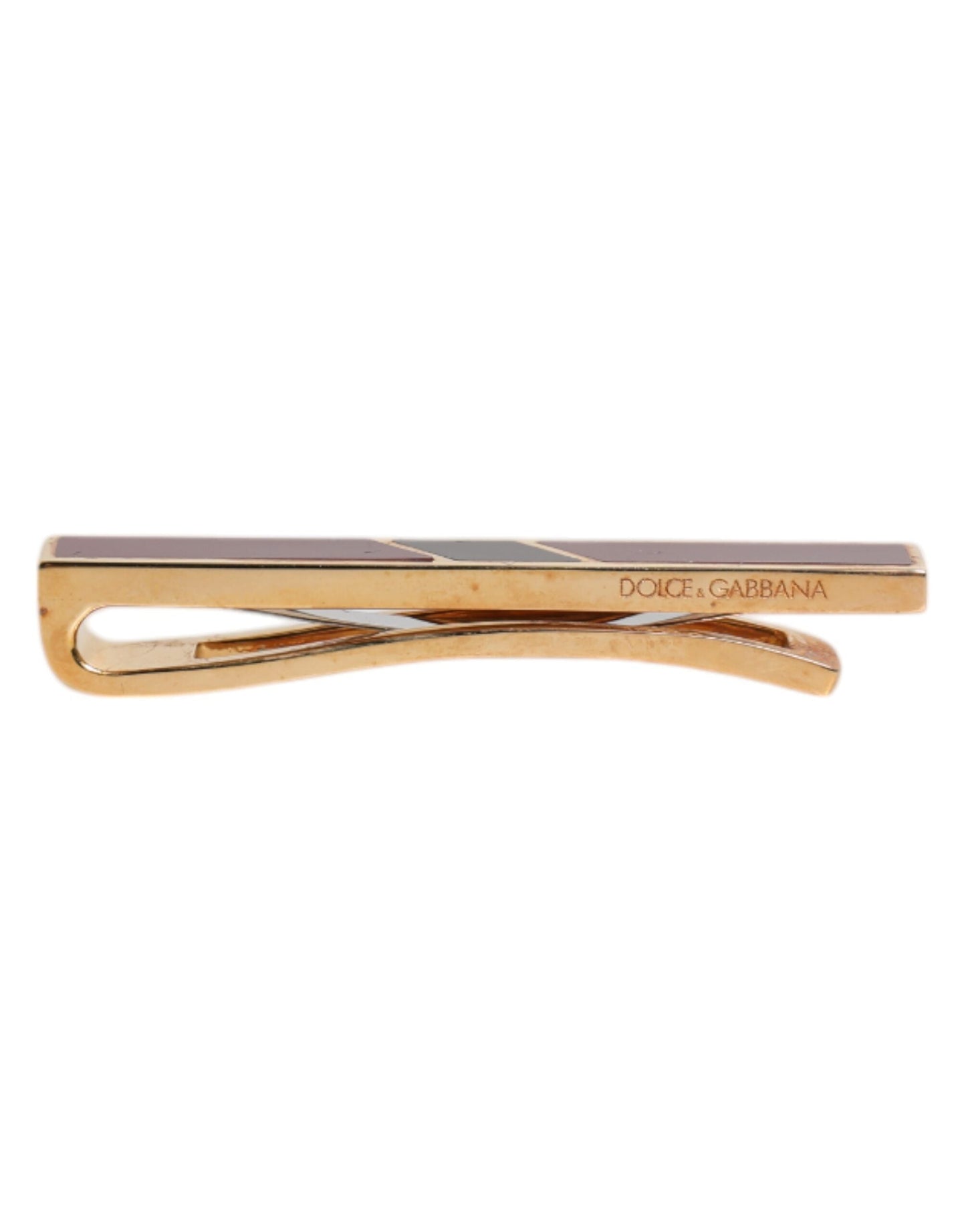 Dolce & Gabbana Multicolor Gold Tone Brass Tie Clip Men's Bar