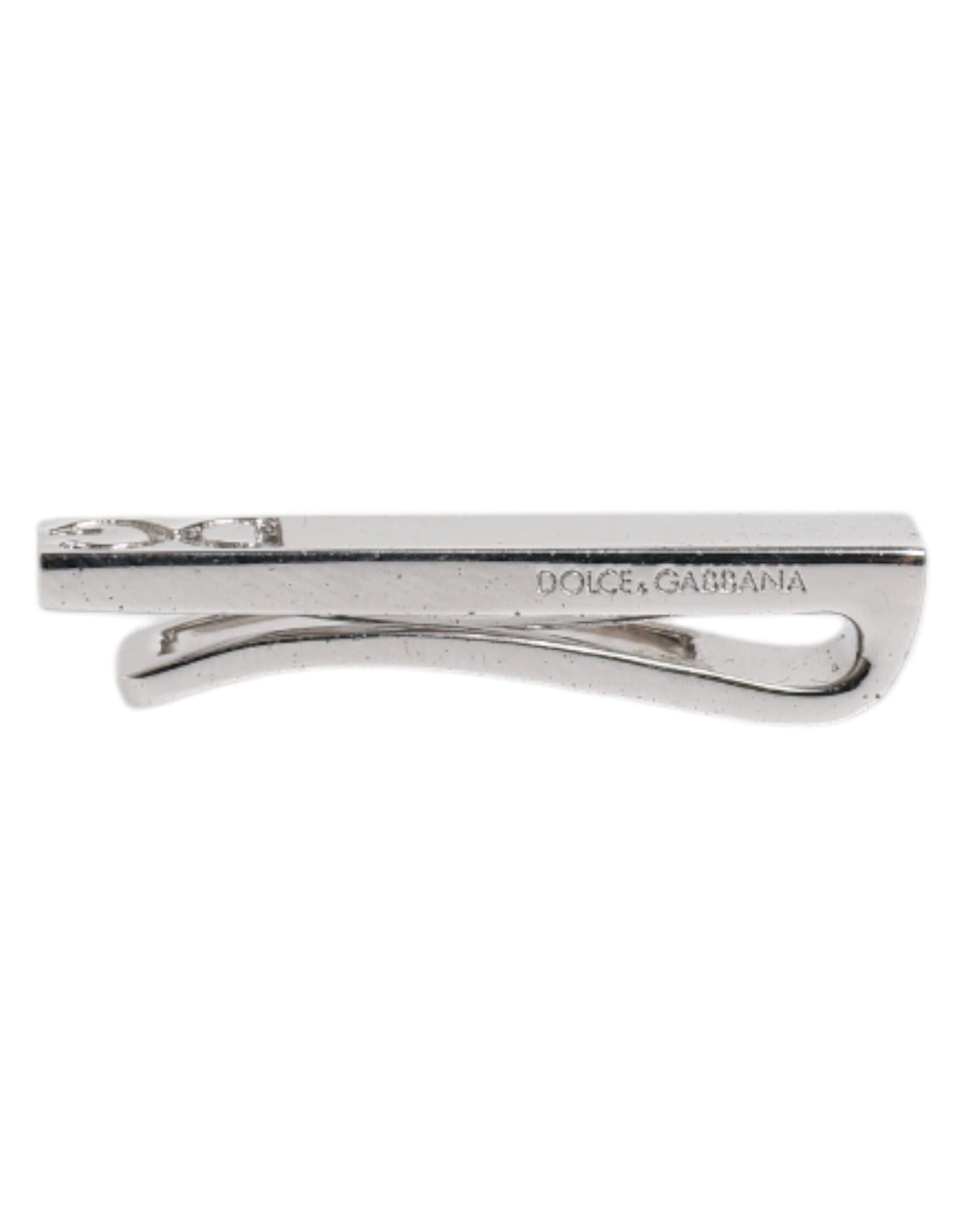 Dolce & Gabbana Silver Tone Brass Logo Branded Tie Clip Men's Bar