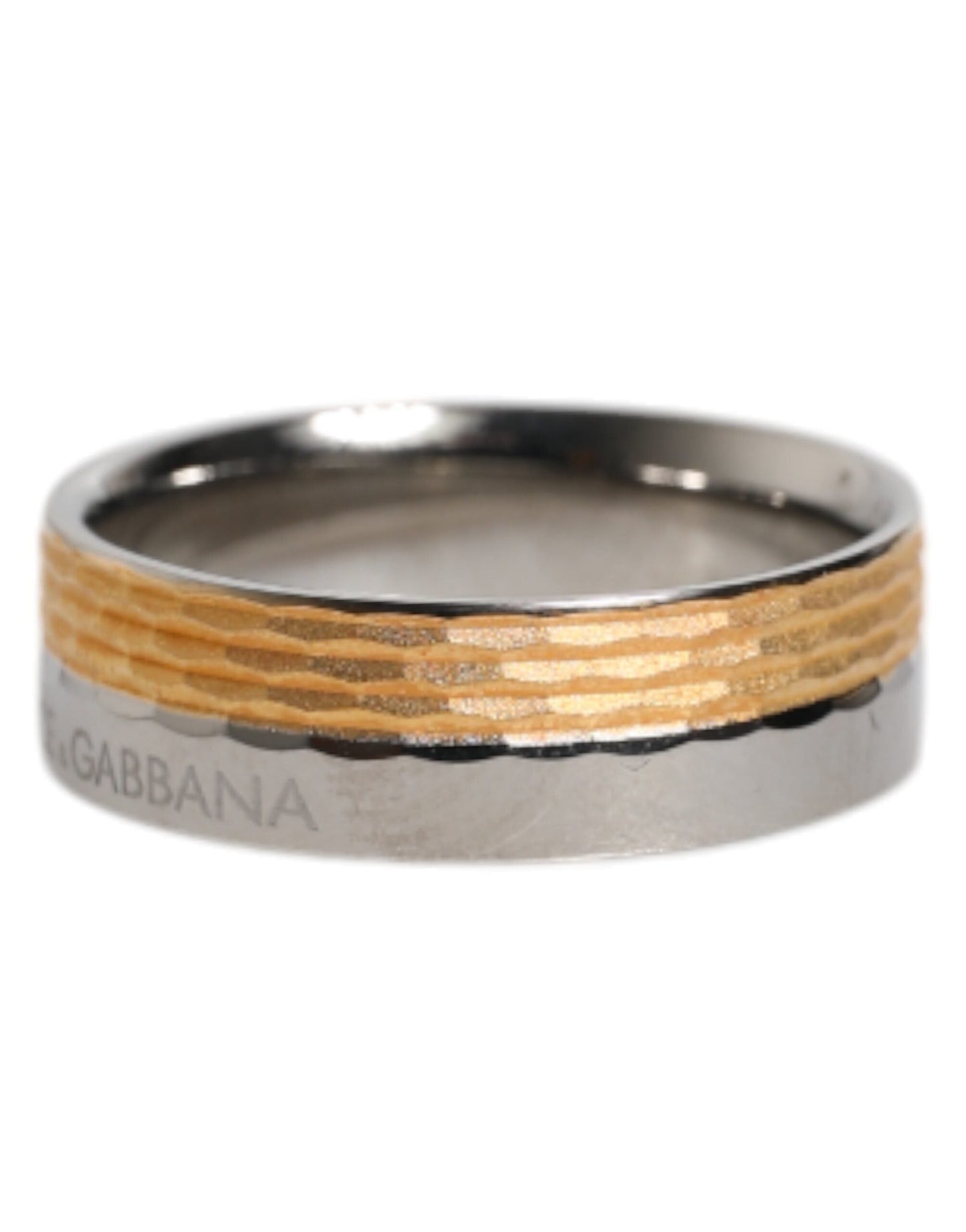 Dolce & Gabbana Gold Silver Tone Real Brass DG Logo Men's Ring