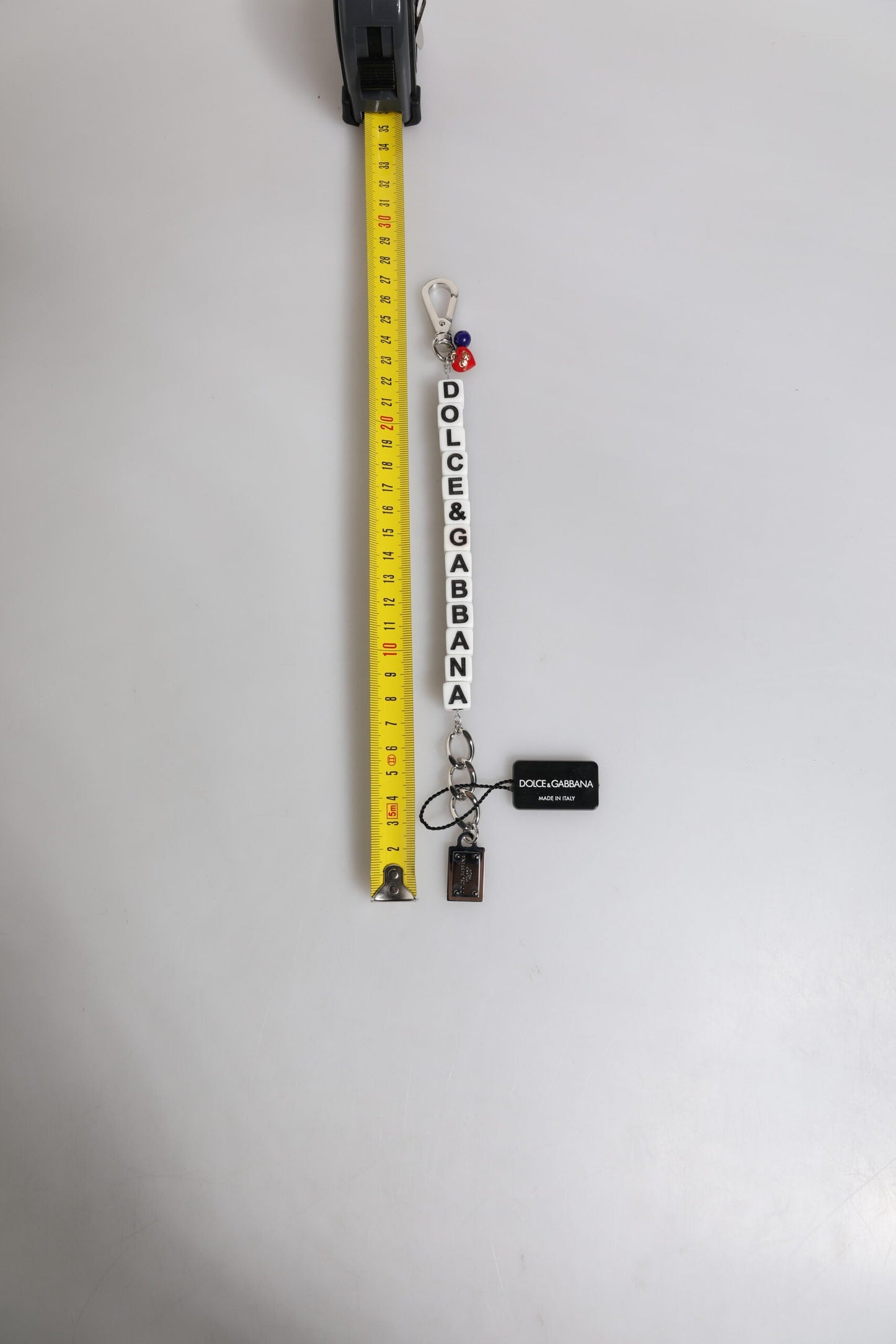 Dolce & Gabbana Silver Brass Chain Dice Logo Embellished Charm Women's Bracelet