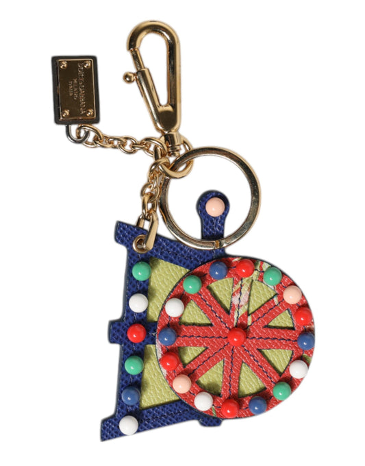 Dolce & Gabbana Multicolor Gold Tone Carretto Keychain Women's Keyring