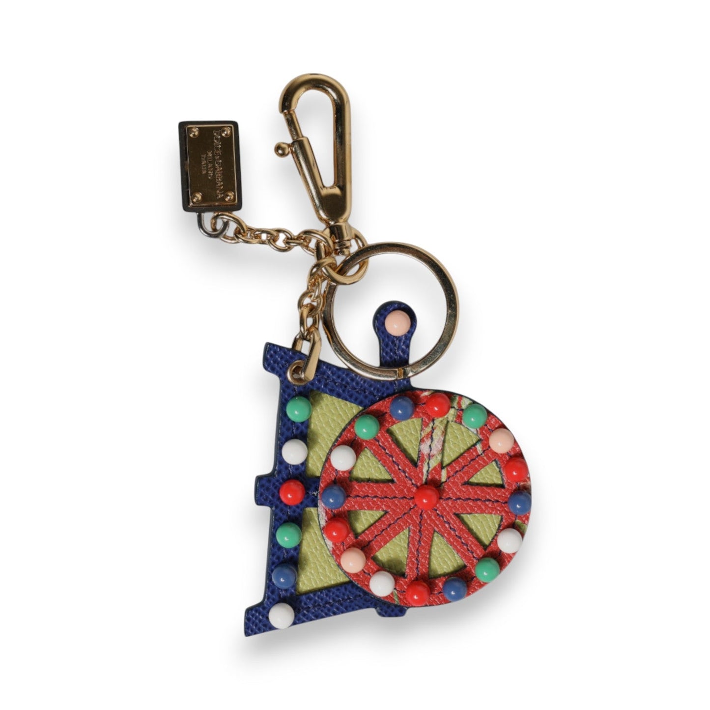 Dolce & Gabbana Multicolor Gold Tone Carretto Keychain Women's Keyring