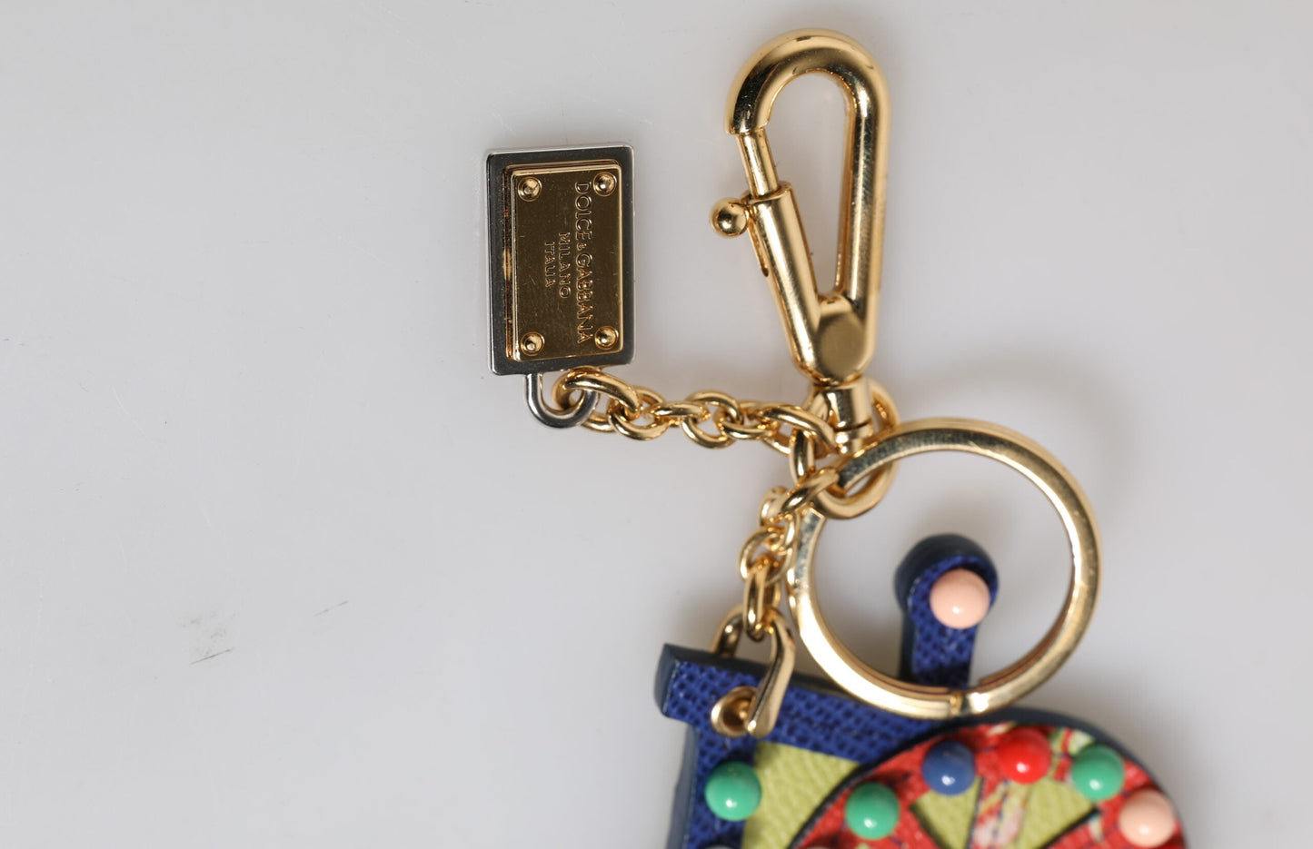 Dolce & Gabbana Multicolor Gold Tone Carretto Keychain Women's Keyring