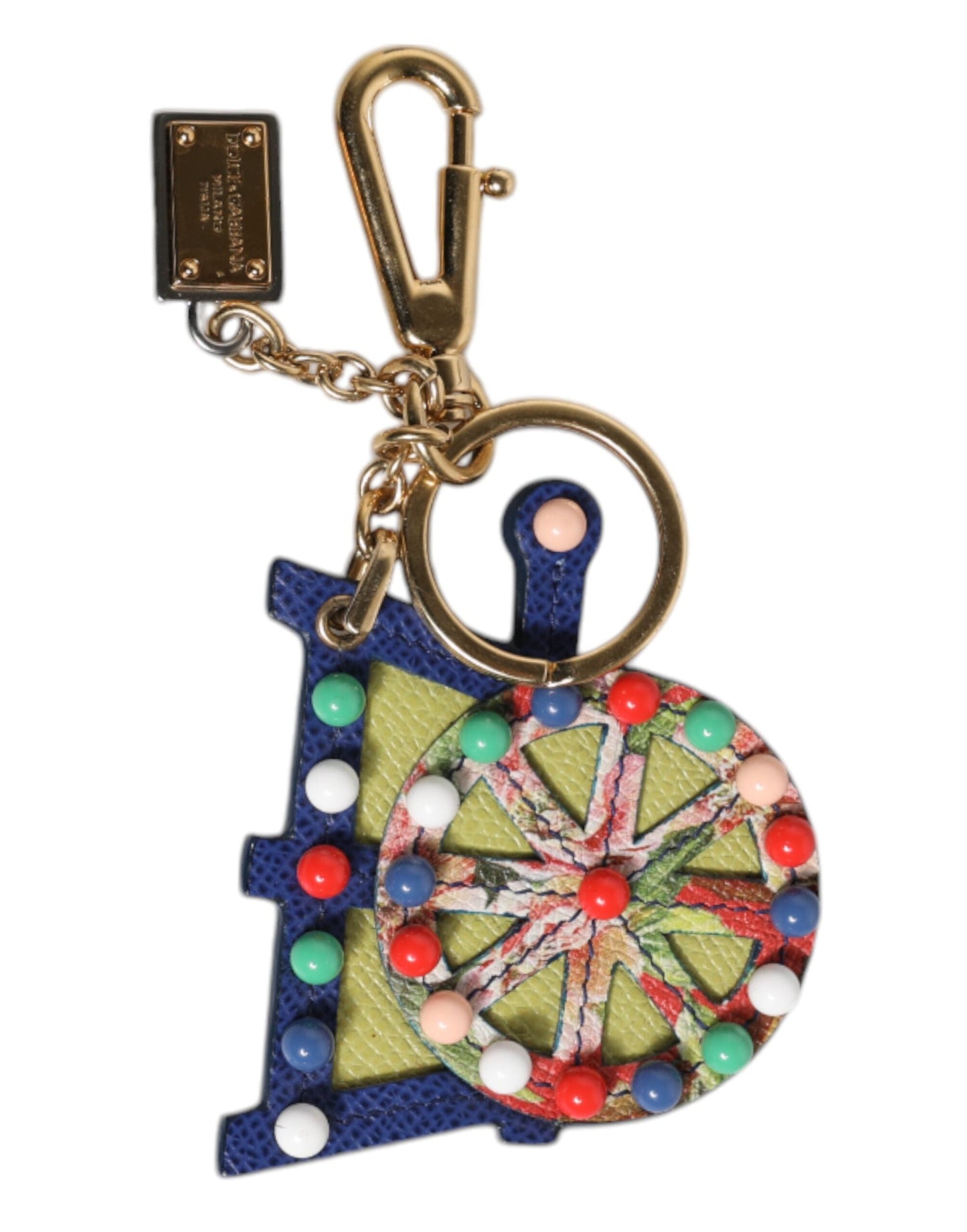 Dolce & Gabbana Multicolor Gold Tone Carretto Keychain Women's Keyring