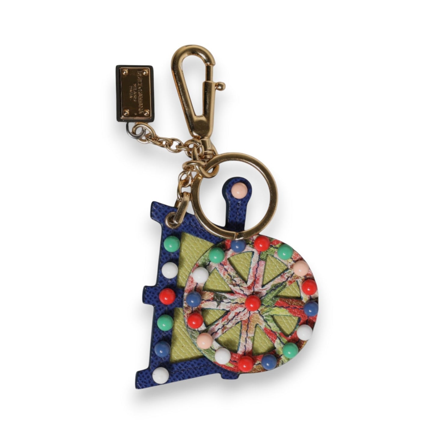 Dolce & Gabbana Multicolor Gold Tone Carretto Keychain Women's Keyring