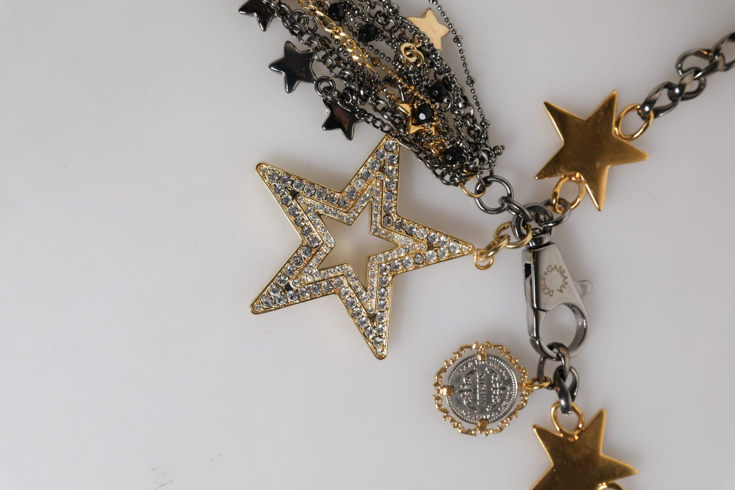 Dolce & Gabbana Silver Gold Brass Embellished Waist Chain Women's Belt