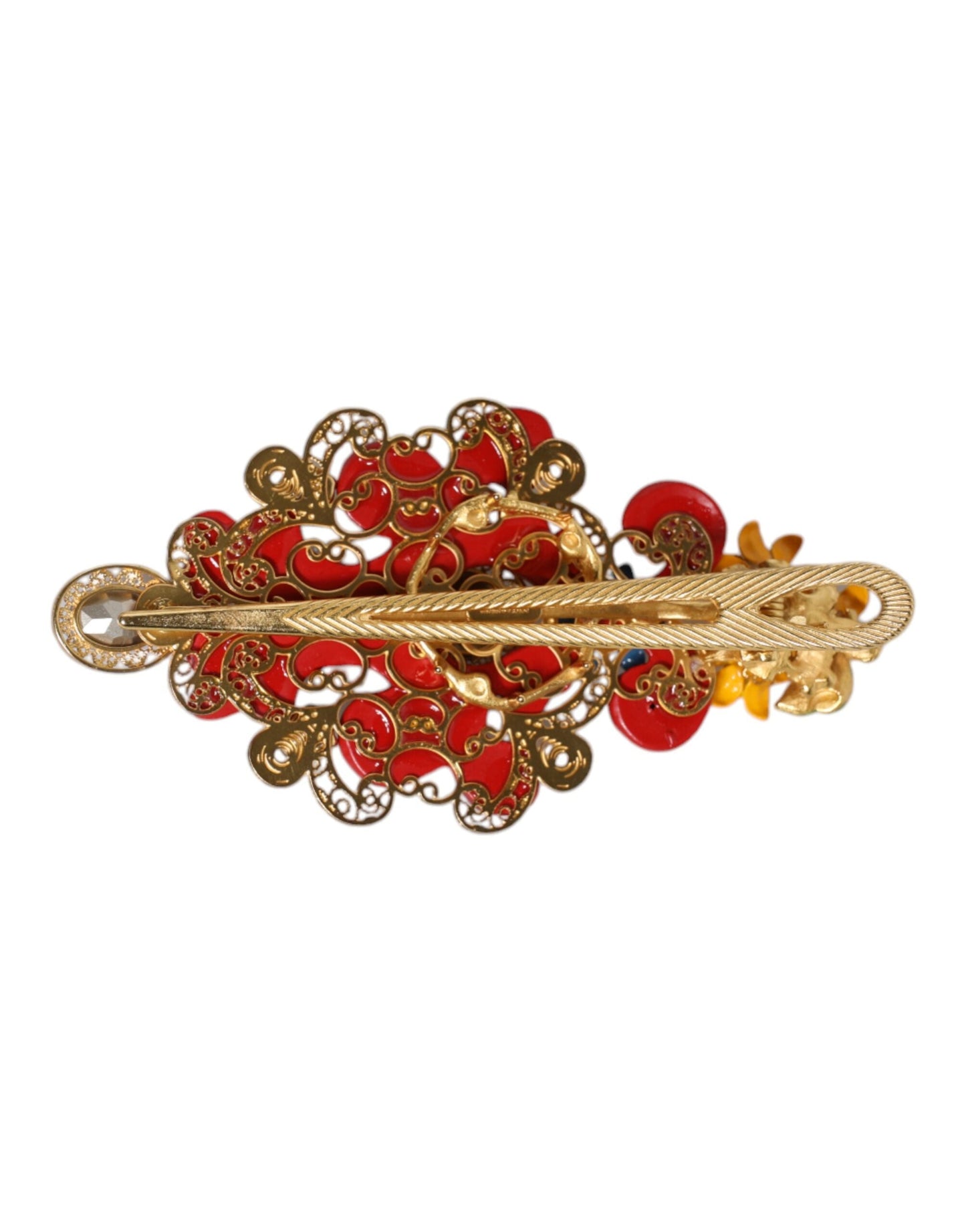 Dolce & Gabbana Multicolor Spring CARRETTO Gold Brass Crystal Hair Women's Clip
