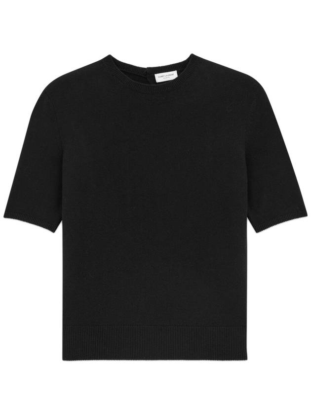 Saint Laurent Wool Gris Chine Knit Top Black