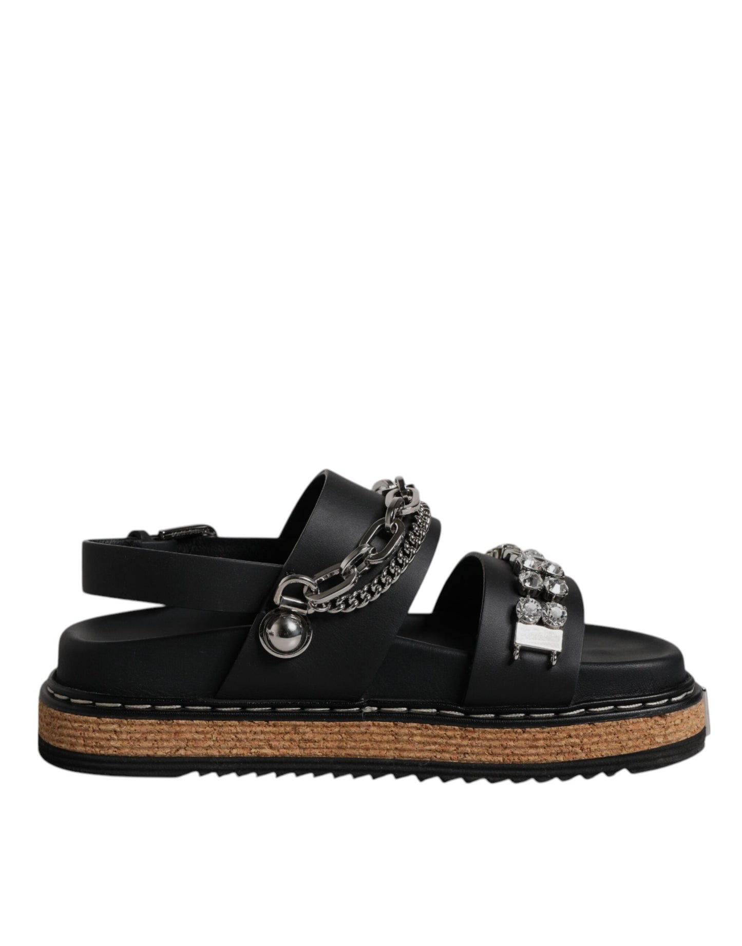 Dolce & Gabbana Black Crystal Embellish Strap Sandals Women's Shoes ()