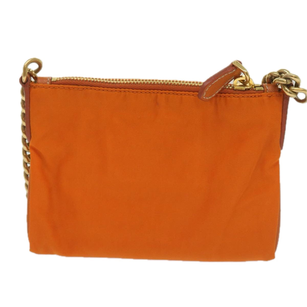 PRADA Chain Shoulder Bag Nylon Orange  68432