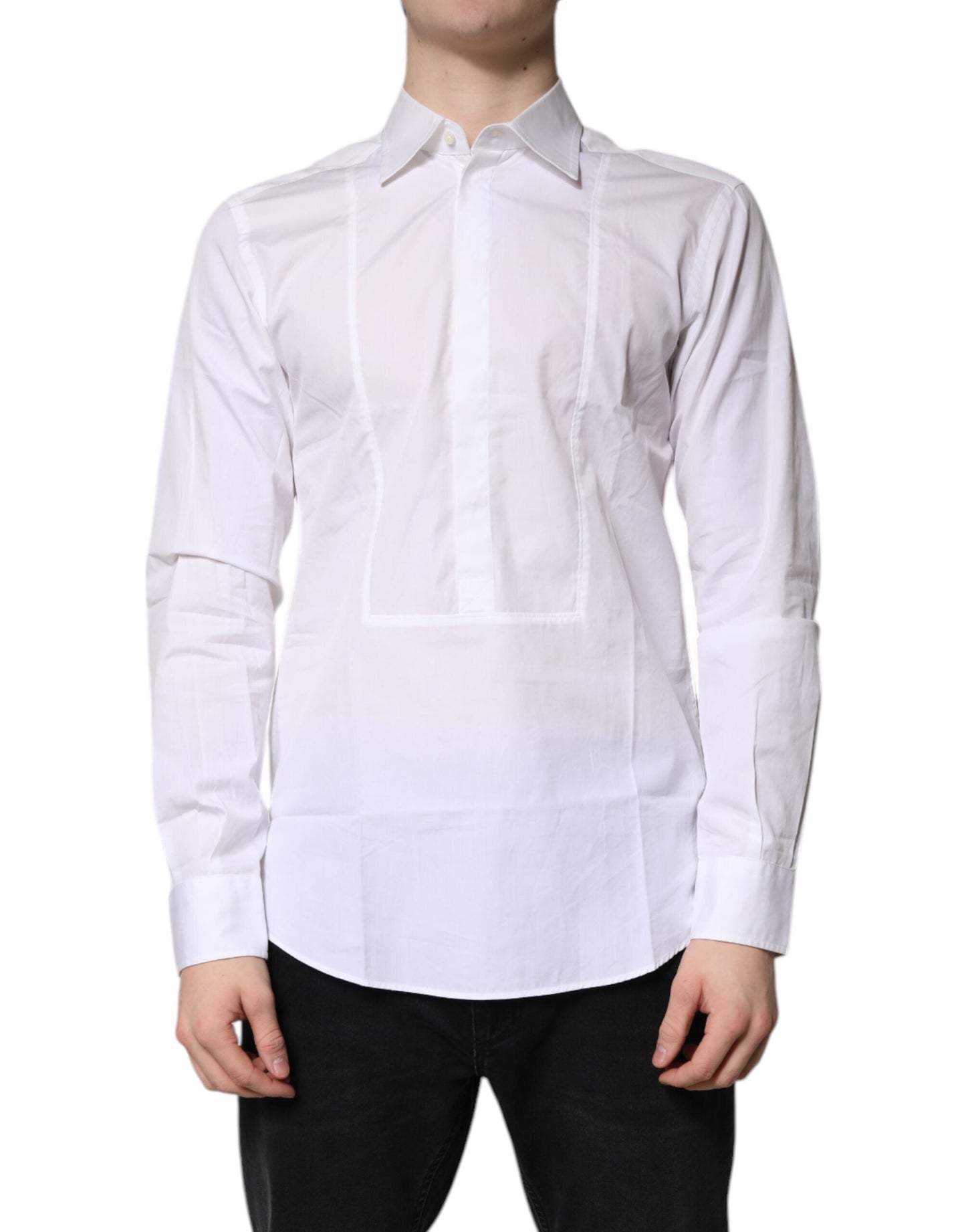 Dolce & Gabbana White Cotton Collared Dress Formal Men's Shirt ()