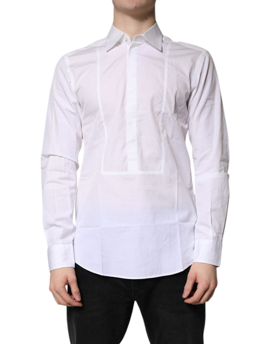 Dolce & Gabbana White Cotton Collared Dress Formal Men's Shirt ()