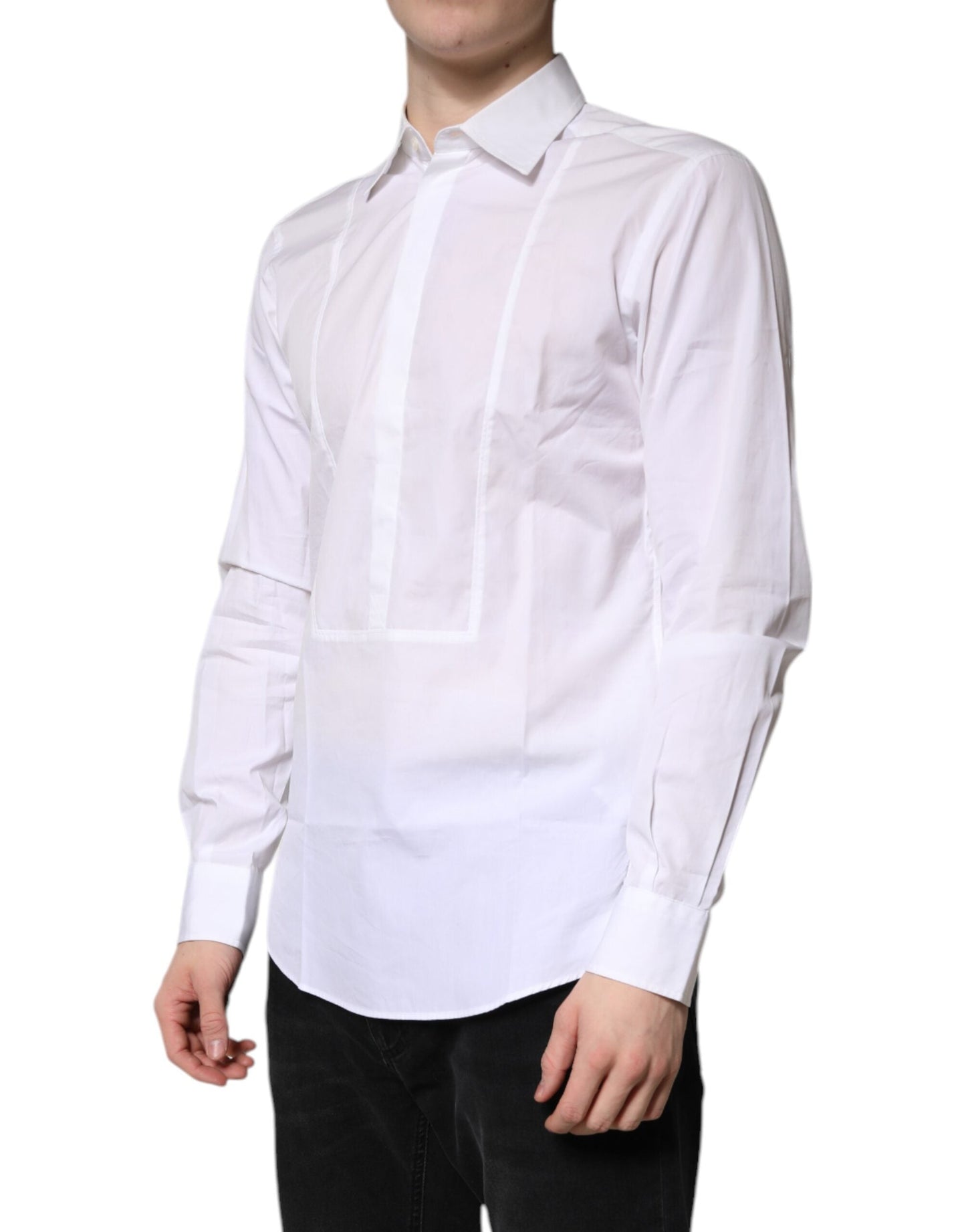 Dolce & Gabbana White Cotton Collared Dress Formal Men's Shirt ()
