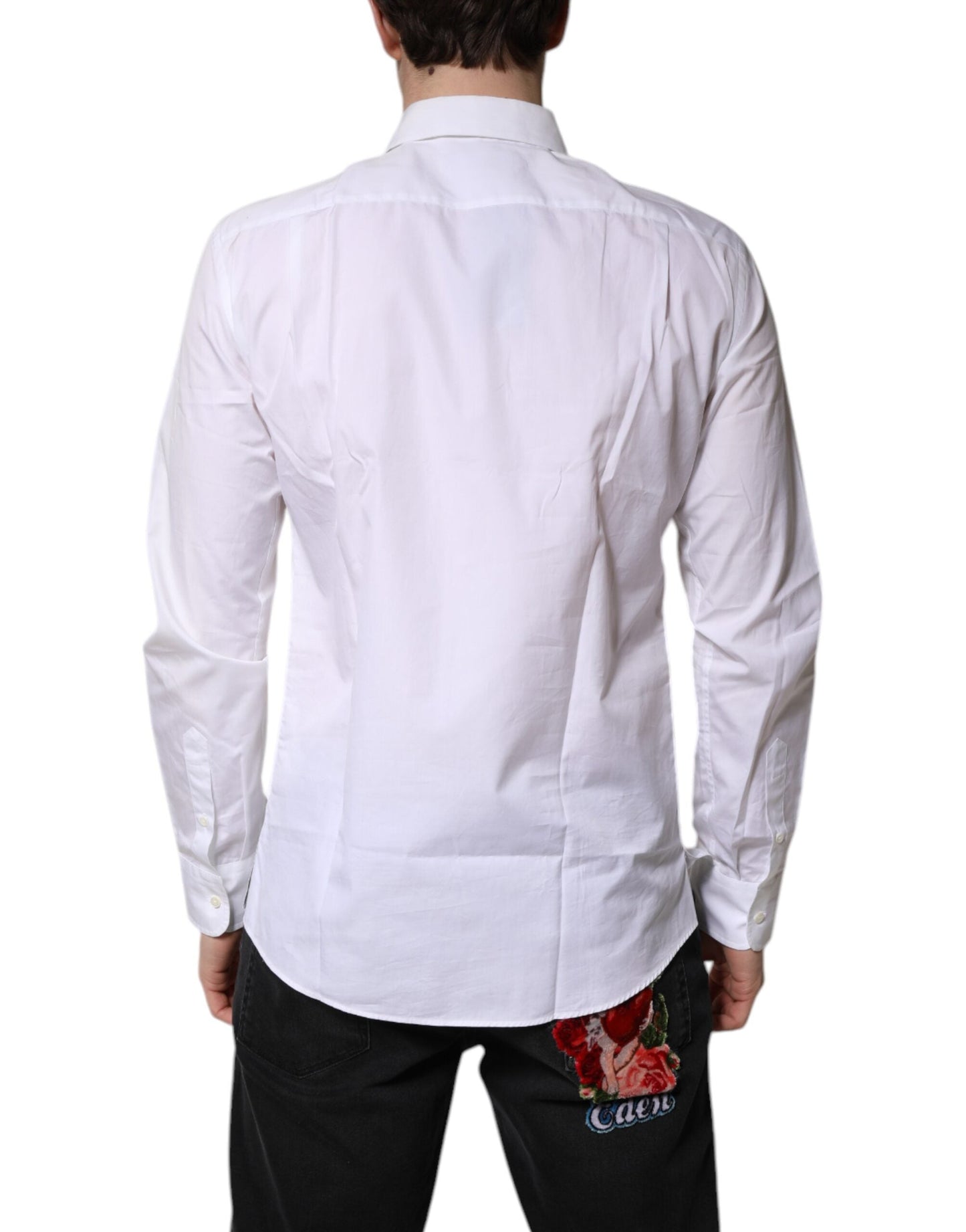 Dolce & Gabbana White Cotton Collared Dress Formal Men's Shirt ()