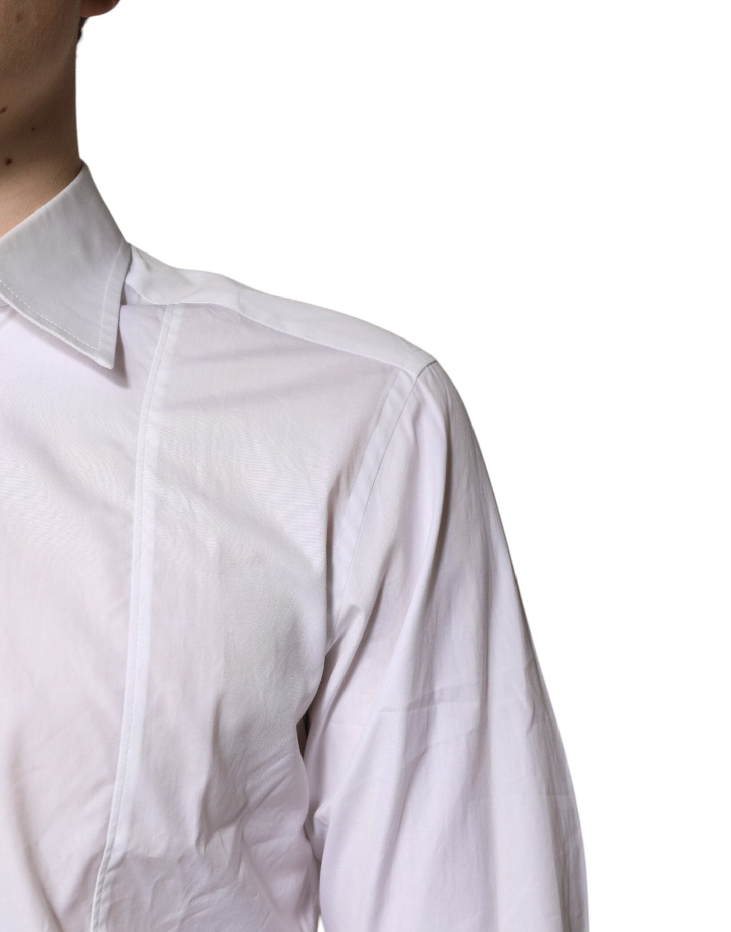 Dolce & Gabbana White Cotton Collared Dress Formal Men's Shirt ()
