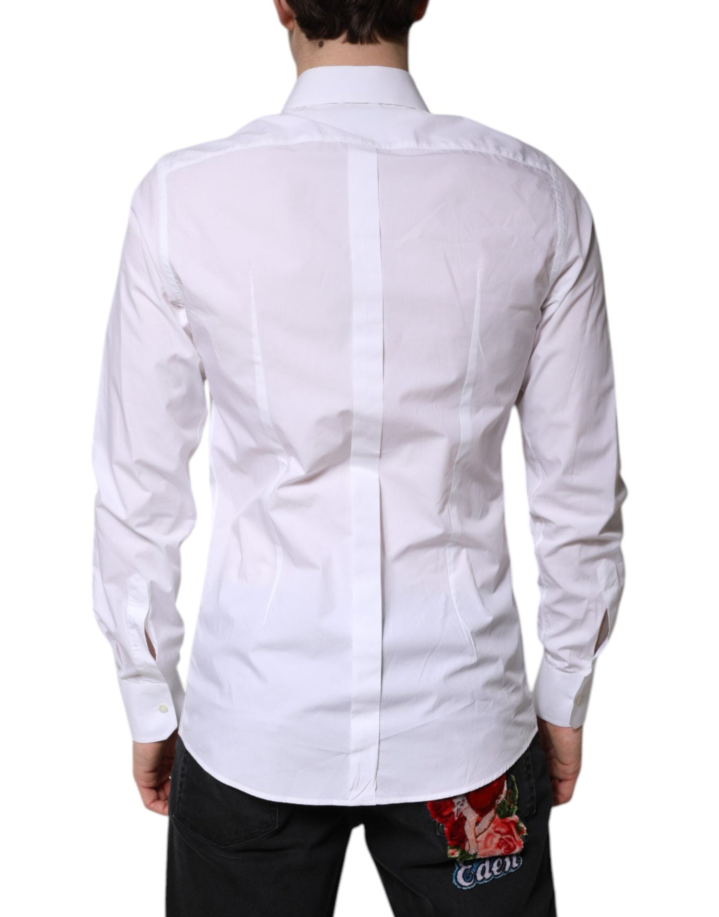 Dolce & Gabbana White Cotton GOLD Dress Formal Men's Shirt ()